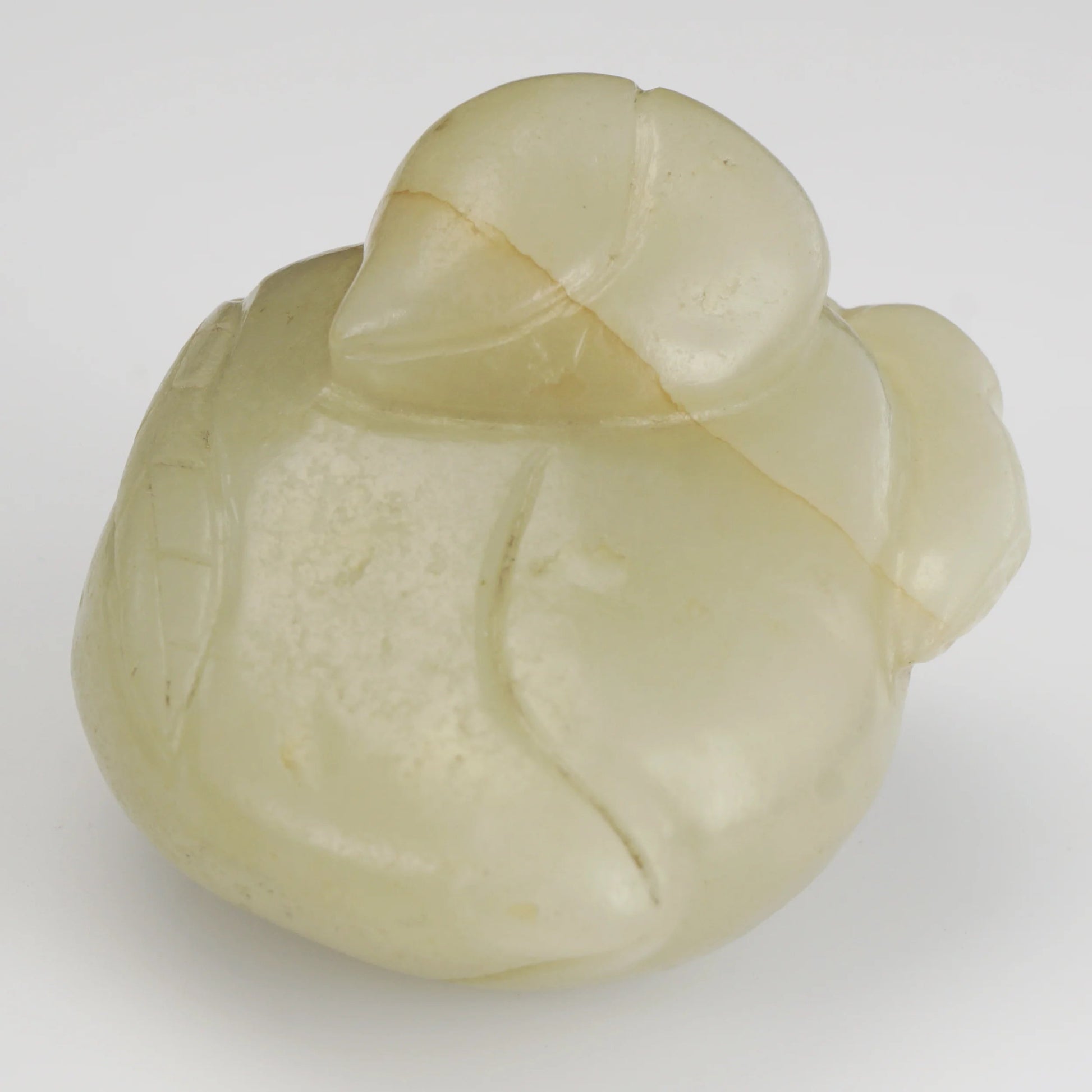 Qing Chinese Jade Peach Toggle Pale Green - Bear and Raven Antiques