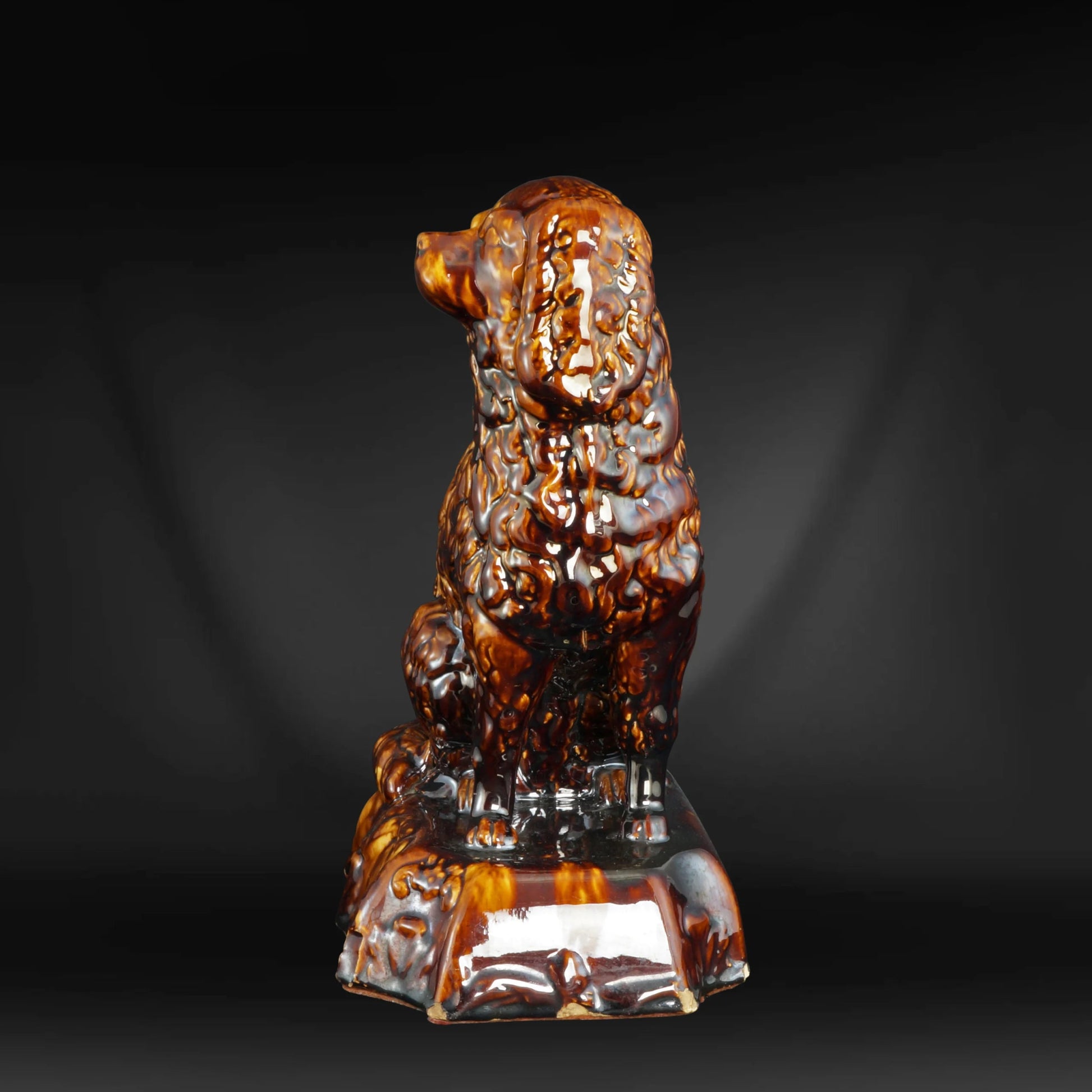 Rockingham Yellowware Spaniel Doorstop 19th Century - Bear and Raven Antiques