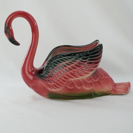 Royal Copley MCM Pink Flamingo Planter 1950's - Bear and Raven Antiques