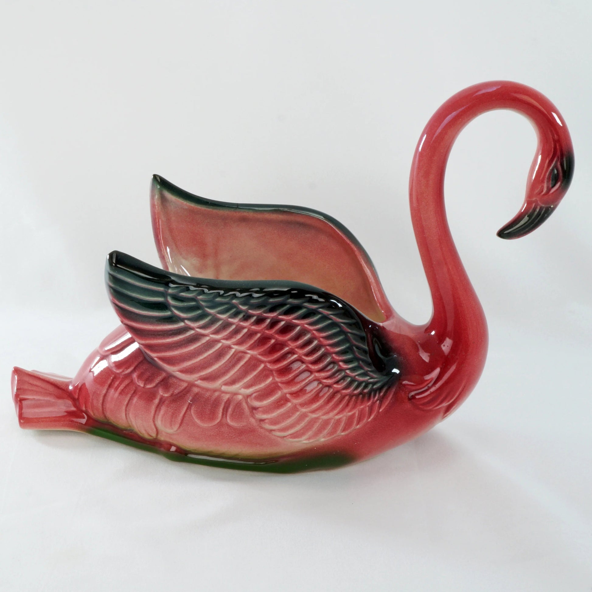 Royal Copley MCM Pink Flamingo Planter 1950's - Bear and Raven Antiques