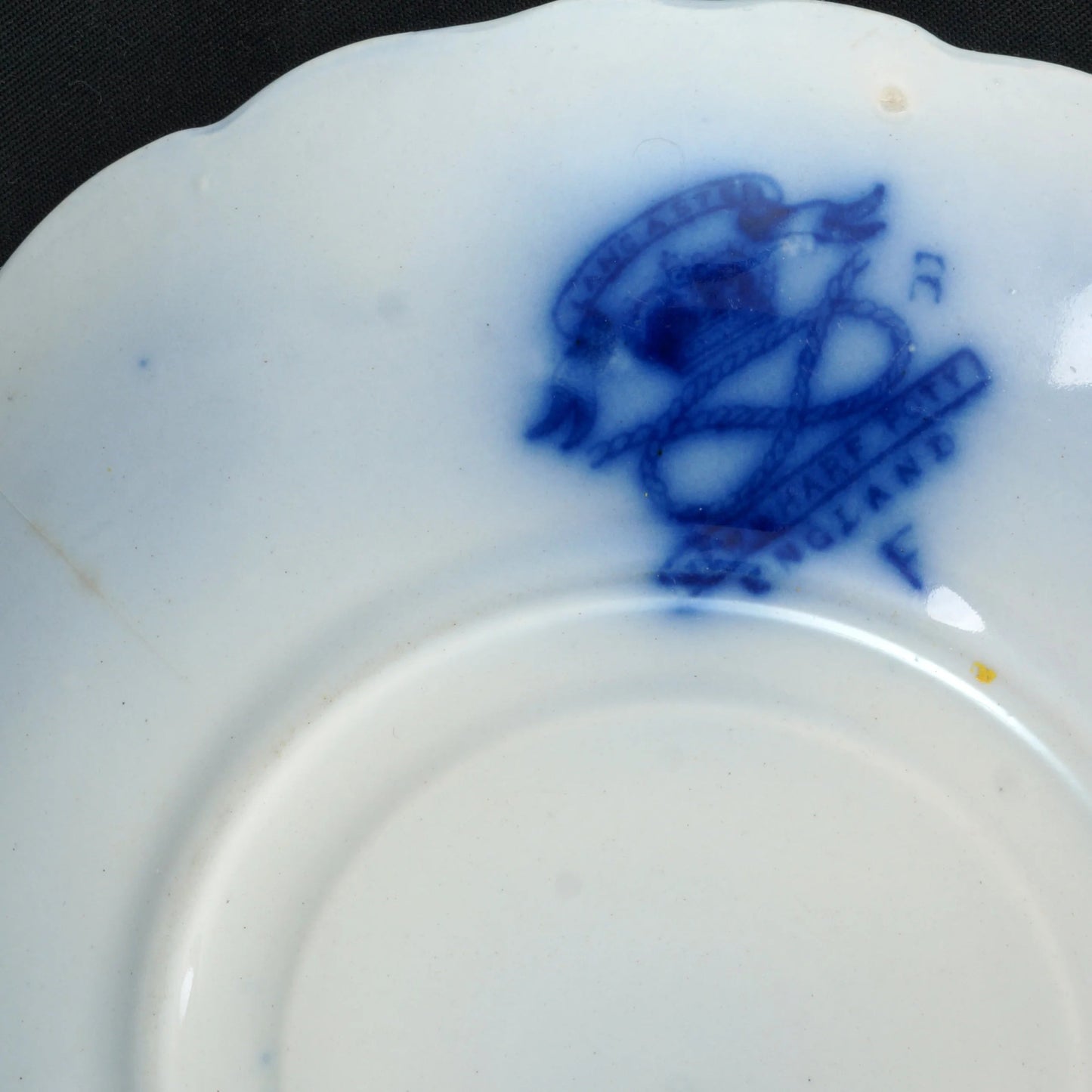 Set of 3 of Antique New Wharf Flow Blue Saucer Lancaster Pattern c 1890 - Bear and Raven Antiques