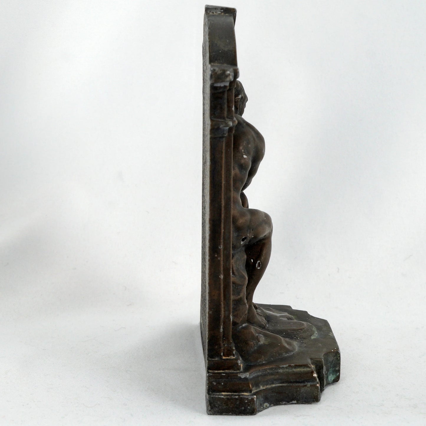 Single Thinker Shrine Bookend L D B Company Pot Metal Circa 1927 - Bear and Raven Antiques