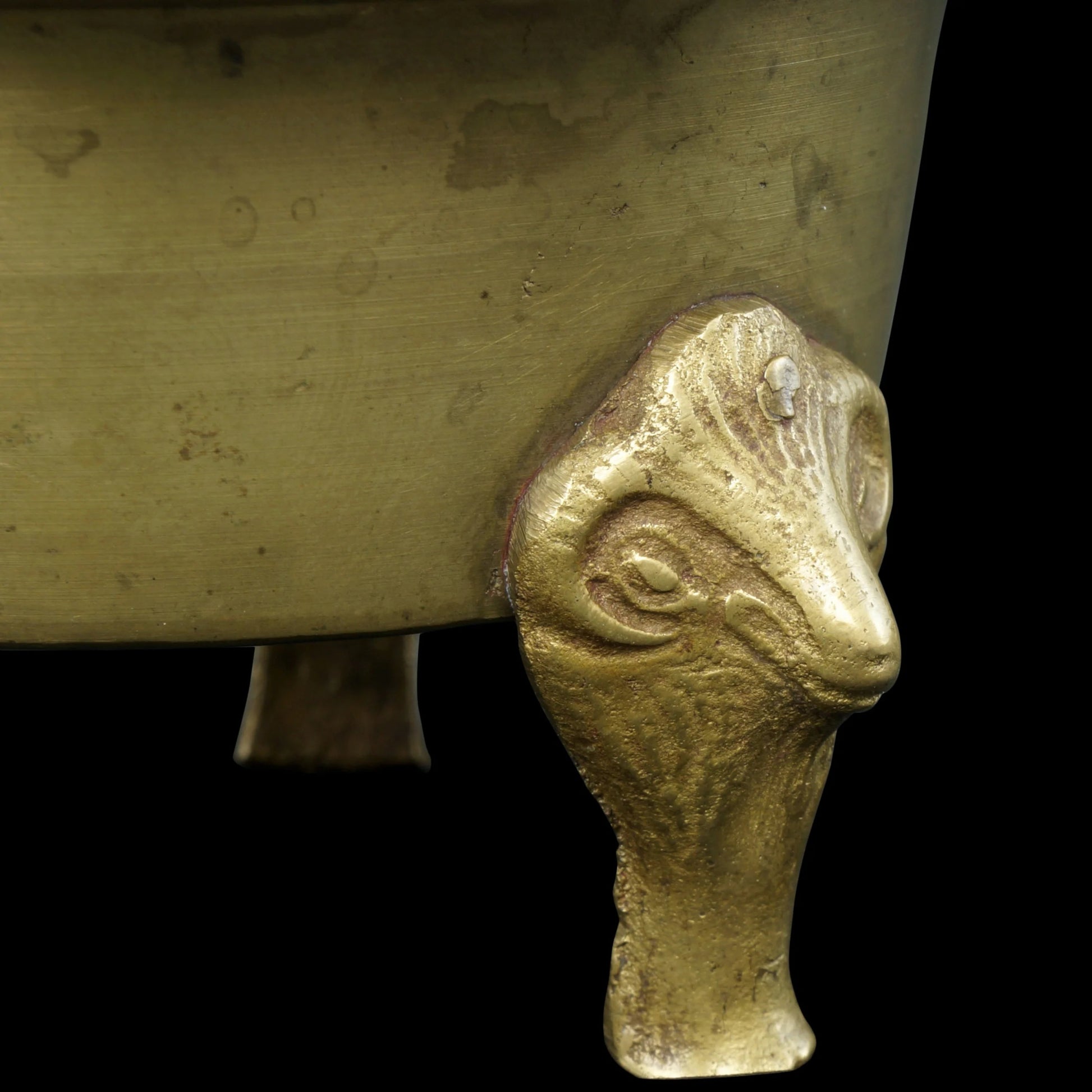 Sino - Tibetan Brass Censer with Rams Head Legs Late Qing/Republic - Bear and Raven Antiques