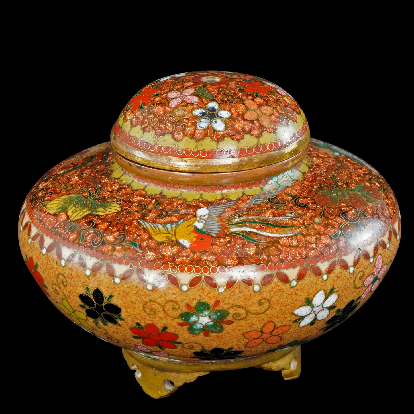 Small Japanese Cloisonne Censer Phoenix Motif Meiji Period - Bear and Raven Antiques