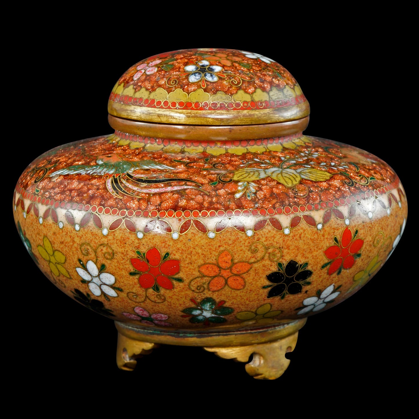 Small Japanese Cloisonne Censer Phoenix Motif Meiji Period - Bear and Raven Antiques