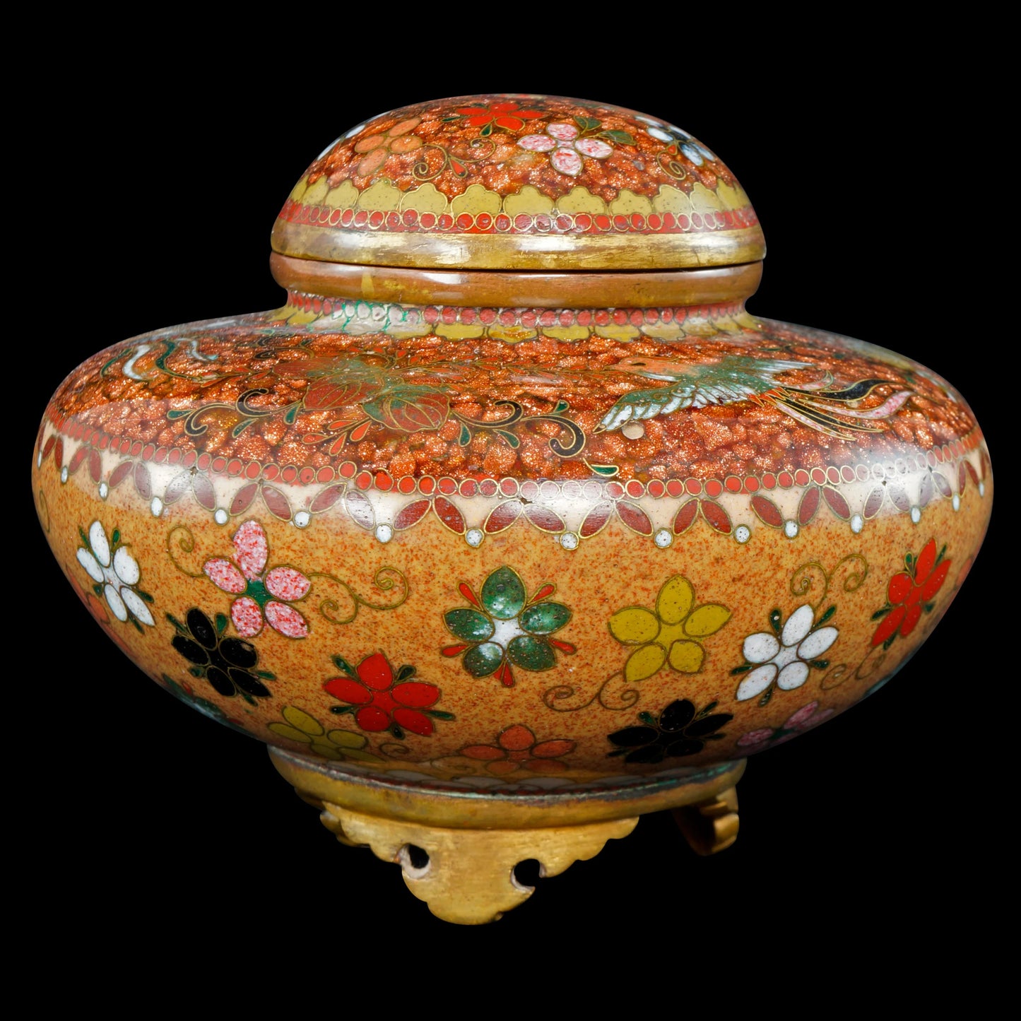 Small Japanese Cloisonne Censer Phoenix Motif Meiji Period - Bear and Raven Antiques