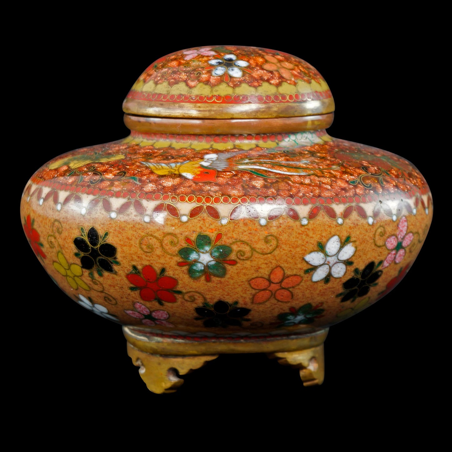 Small Japanese Cloisonne Censer Phoenix Motif Meiji Period - Bear and Raven Antiques