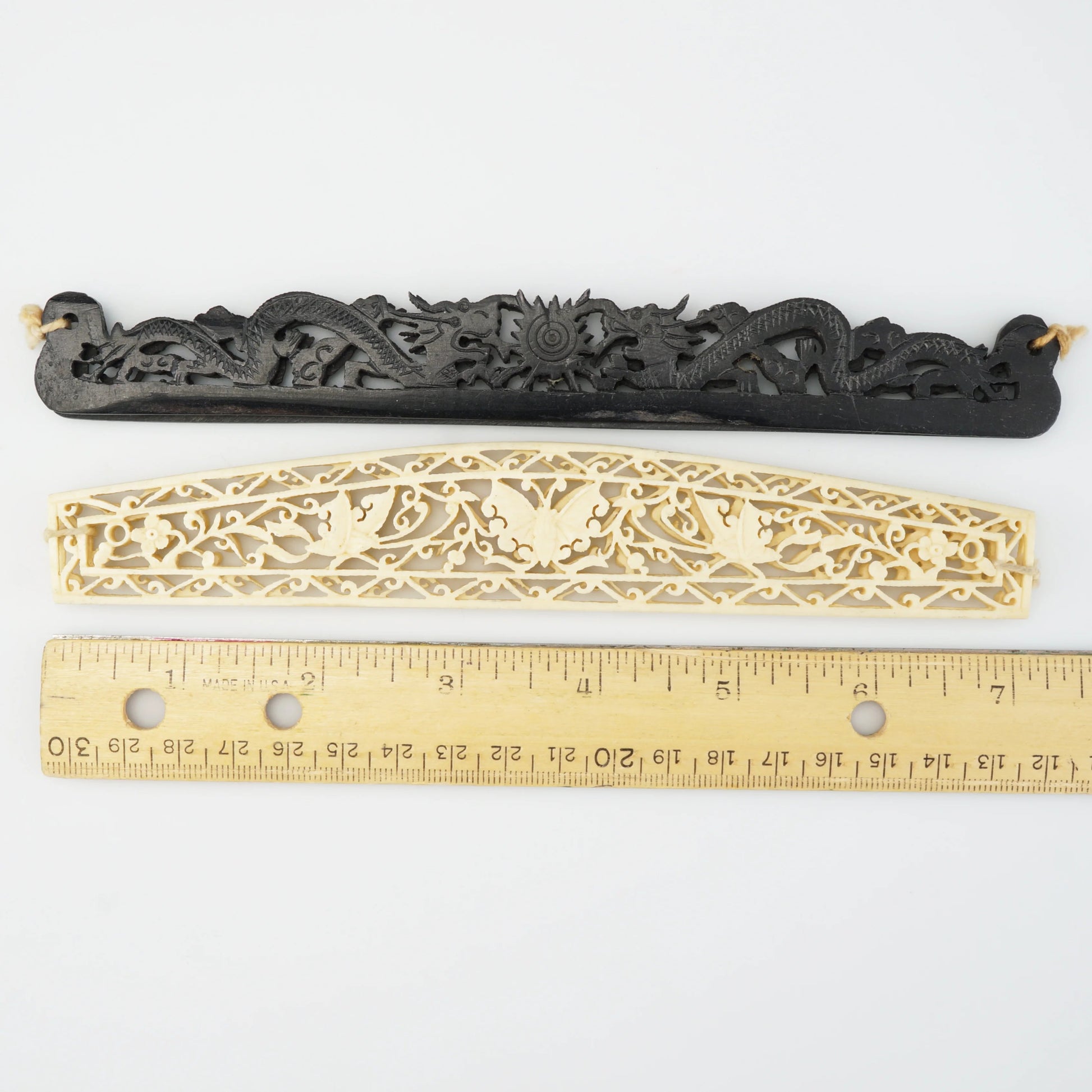 Two Pairs of Chinese Republic Era Carved Purse Handles Circa 1920 - Bear and Raven Antiques