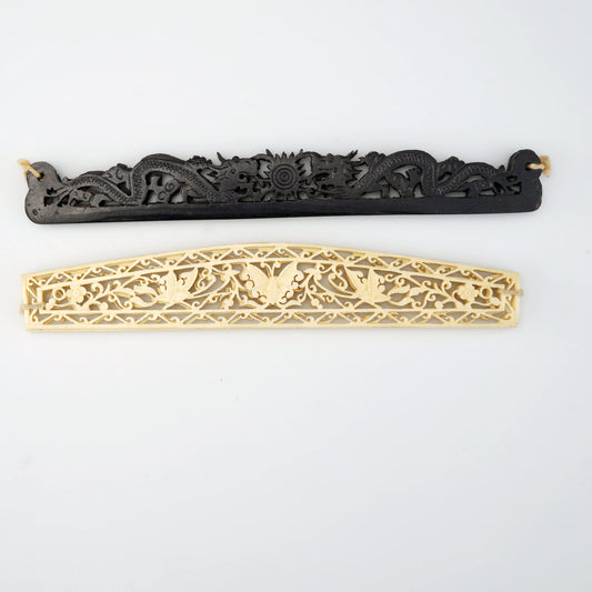 Two Pairs of Chinese Republic Era Carved Purse Handles Circa 1920 - Bear and Raven Antiques