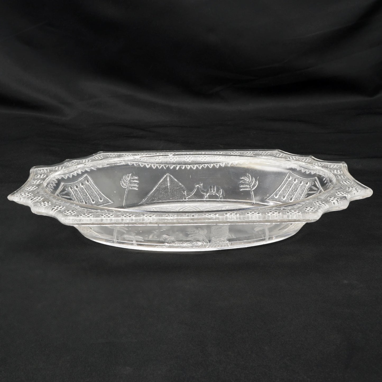 Victorian Egyptian Revival EAPG Relish Dish Sphynx and Pyramid - Bear and Raven Antiques