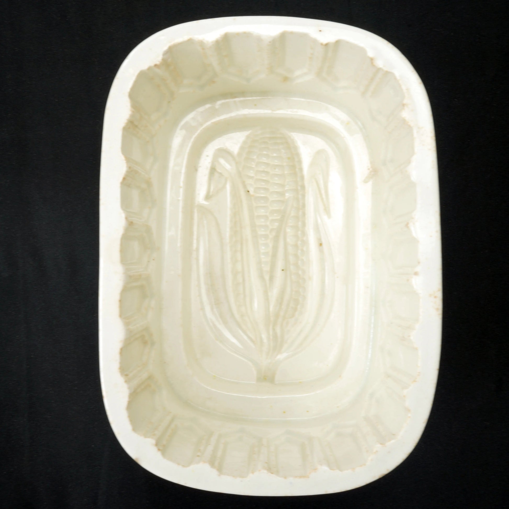 Victorian White Stoneware Corn Food Mold 19th Century - Bear and Raven Antiques