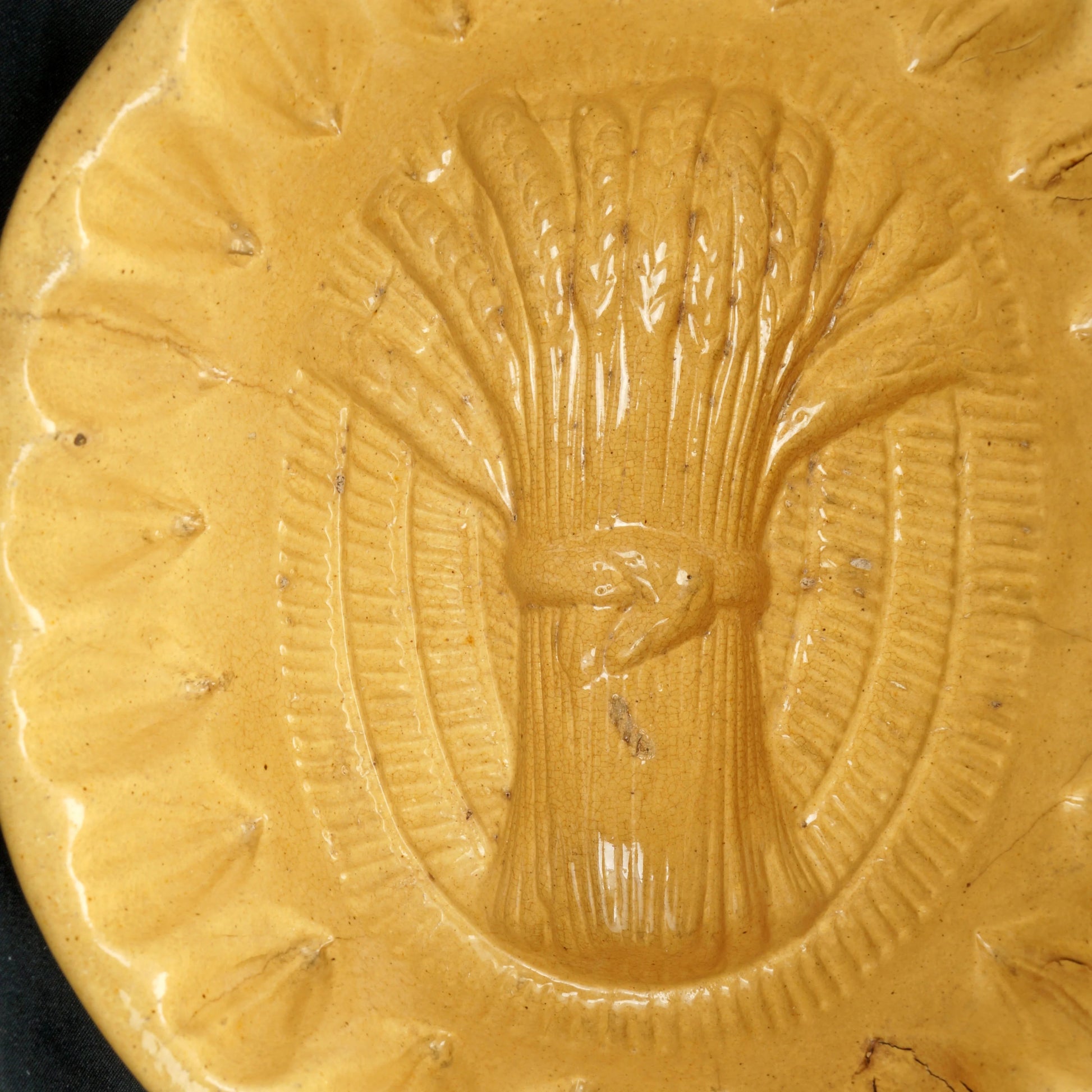 Victorian Yellow Ceramic Food Mold Wheat Sheaf Circa 1900 - Bear and Raven Antiques