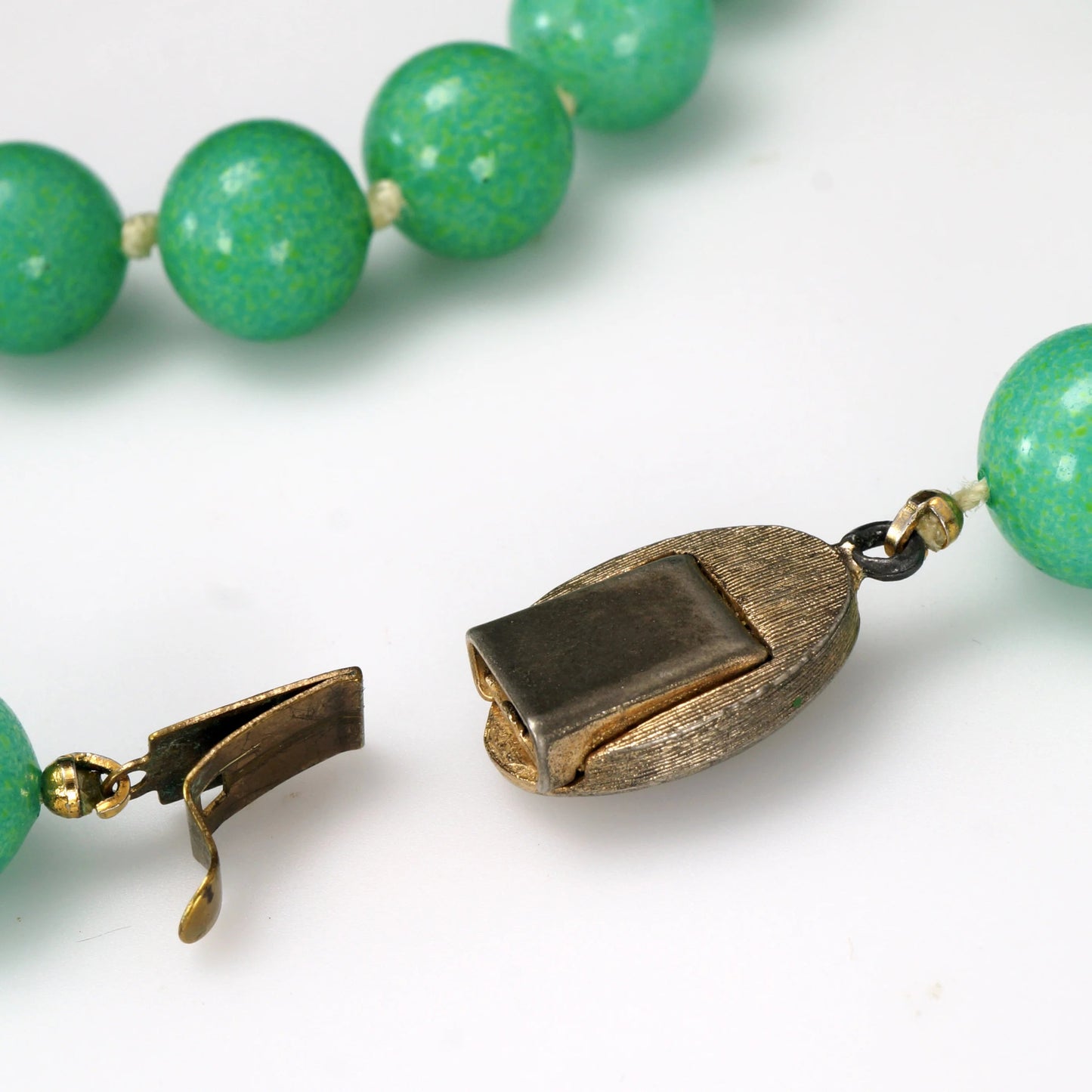 Vintage 16” Green Hardstone Bead Necklace 1960’s - Bear and Raven Antiques