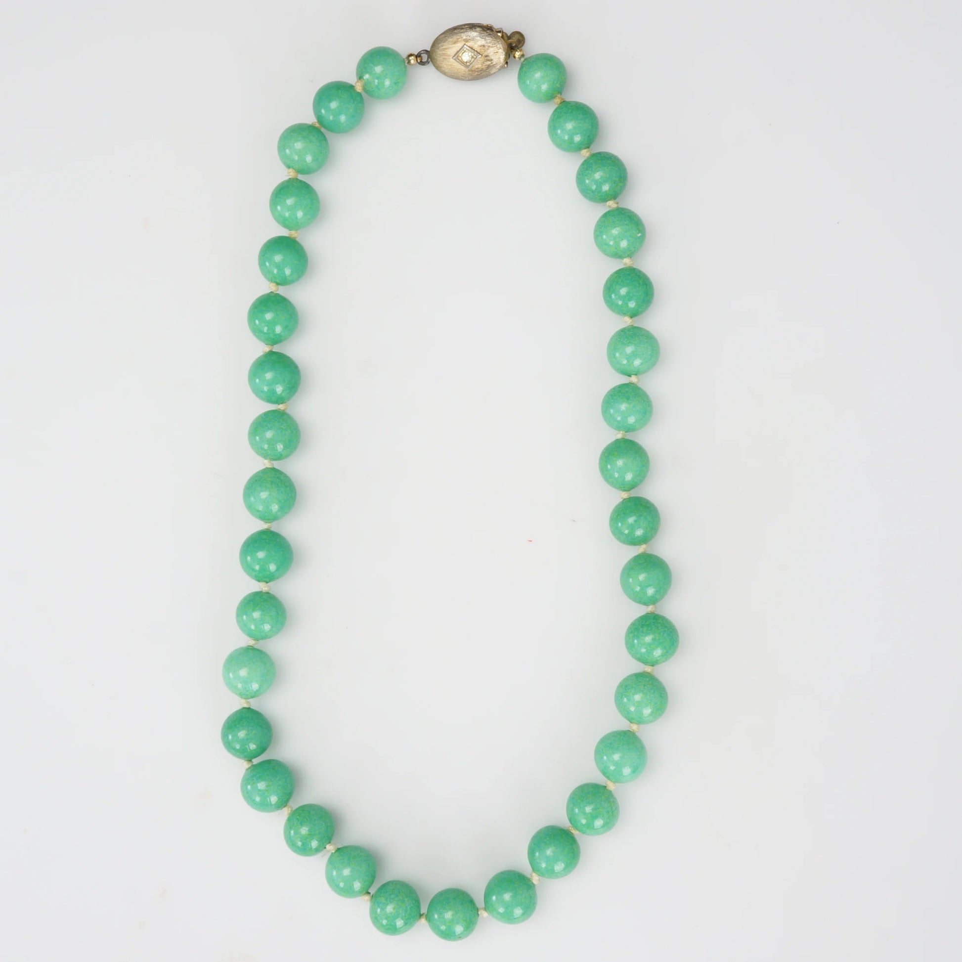 Vintage 16” Green Hardstone Bead Necklace 1960’s - Bear and Raven Antiques