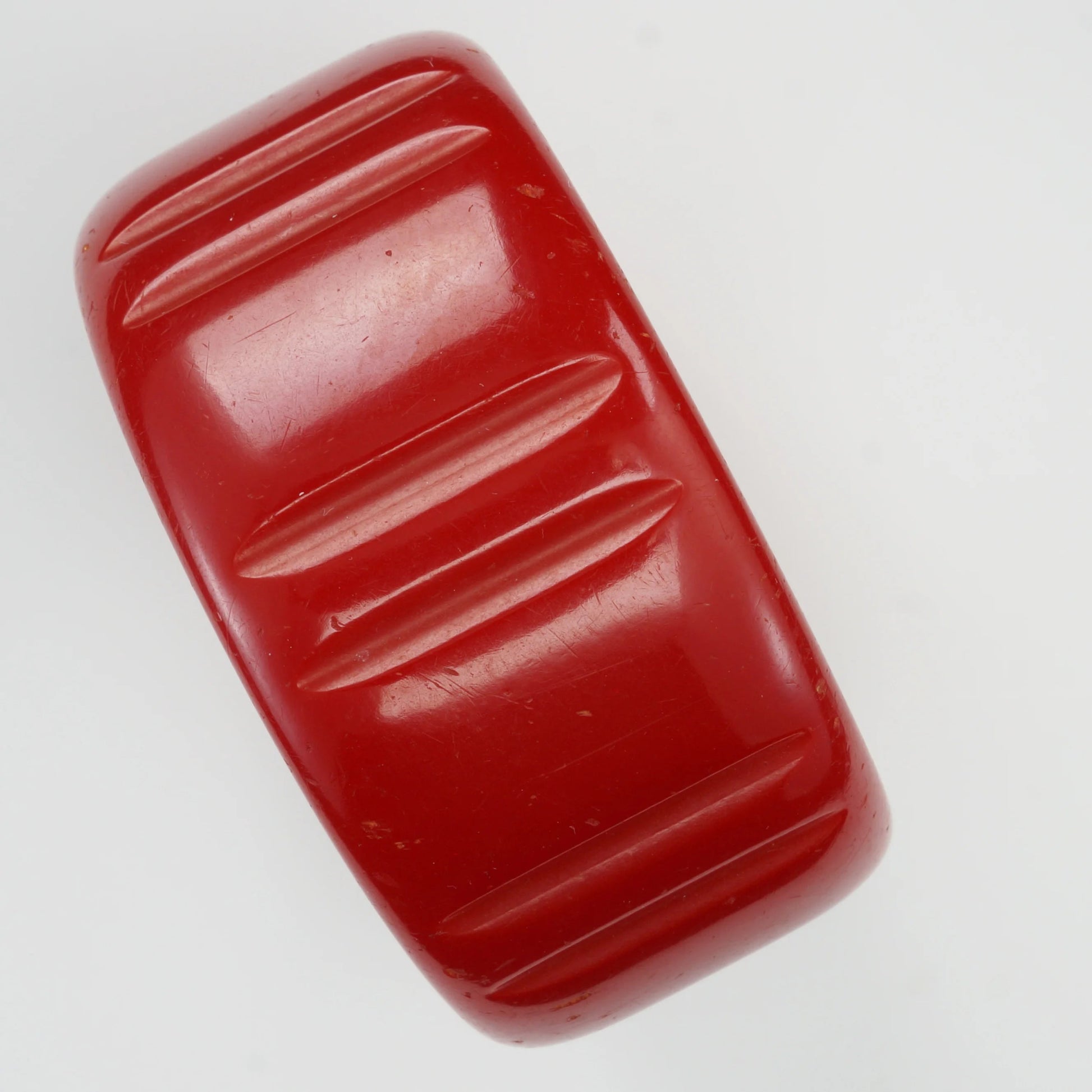 Vintage Bakelite Cherry Red Carved Wide Bangle 1940’s - Bear and Raven Antiques