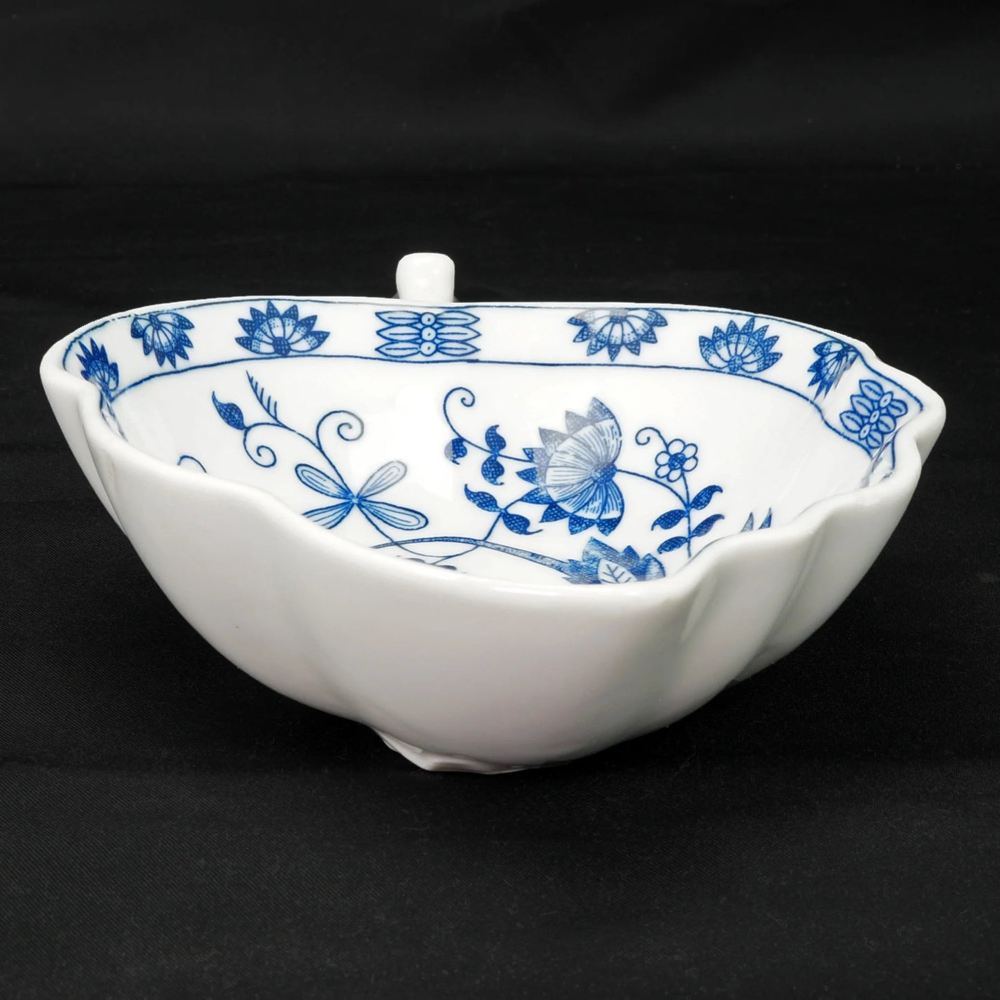 Vintage Blue Onion Leaf-Shaped Candy/Relish Dish - Bear and Raven Antiques