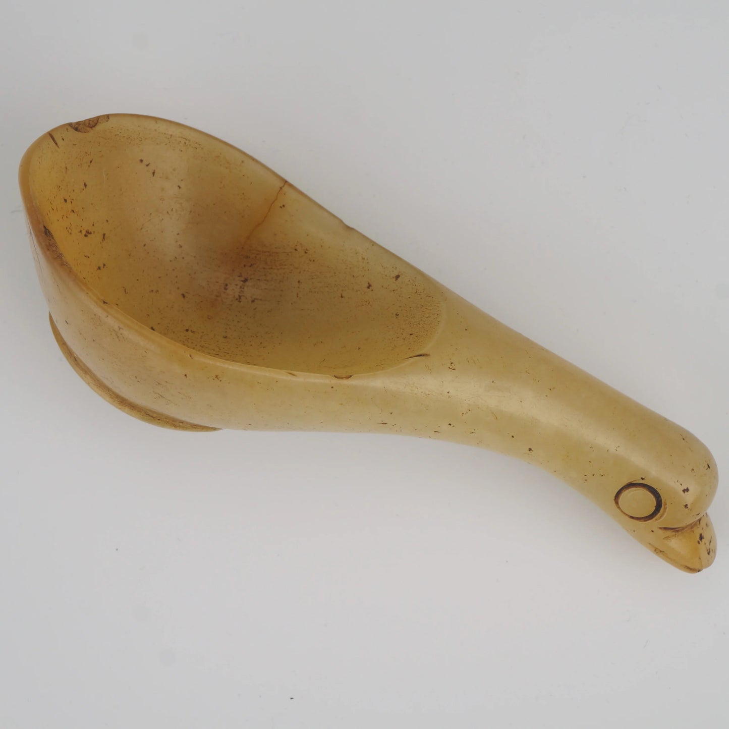 Vintage Chinese Archaic-style Yellow Jade Spoon with Gooseneck Handle - Bear and Raven Antiques