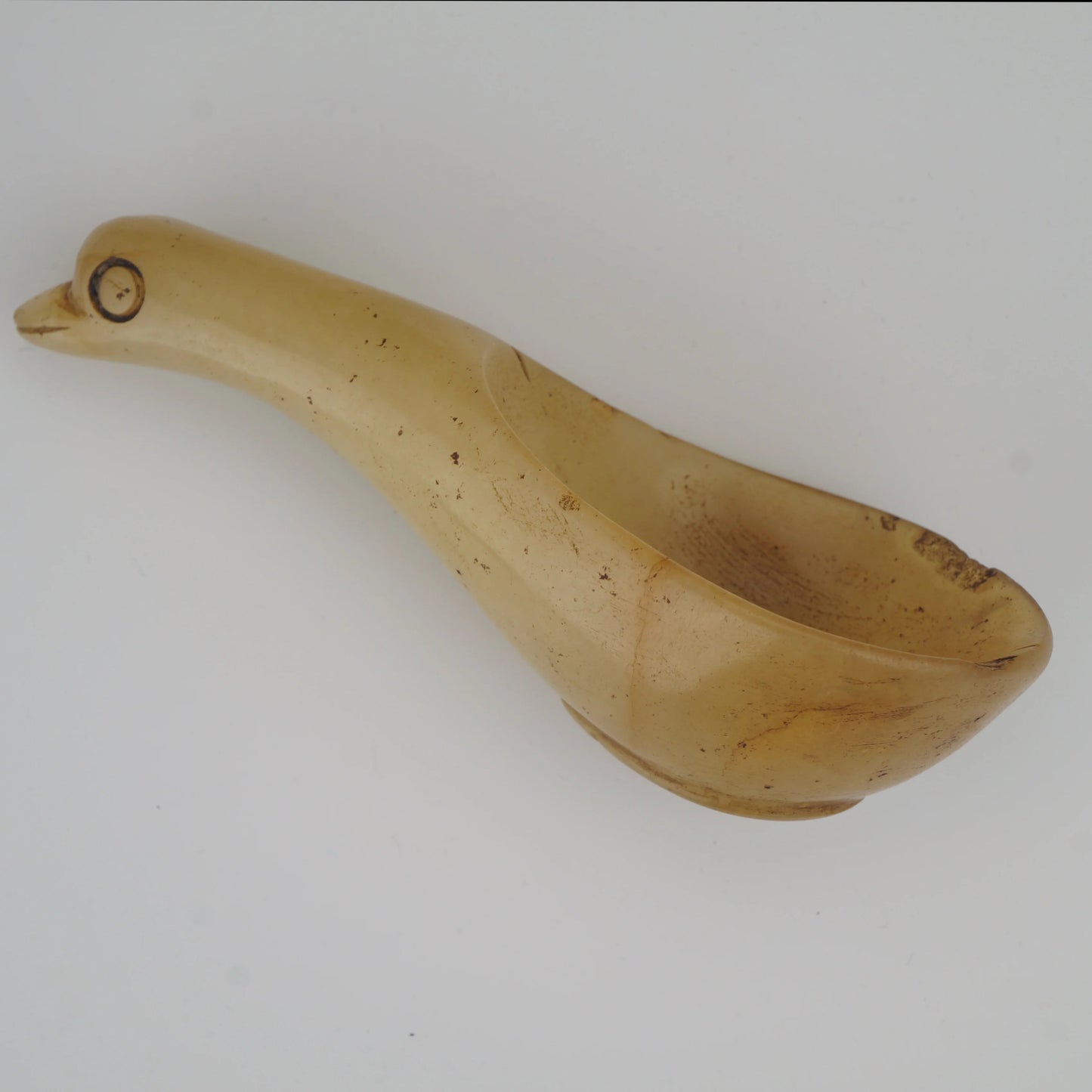 Vintage Chinese Archaic-style Yellow Jade Spoon with Gooseneck Handle - Bear and Raven Antiques