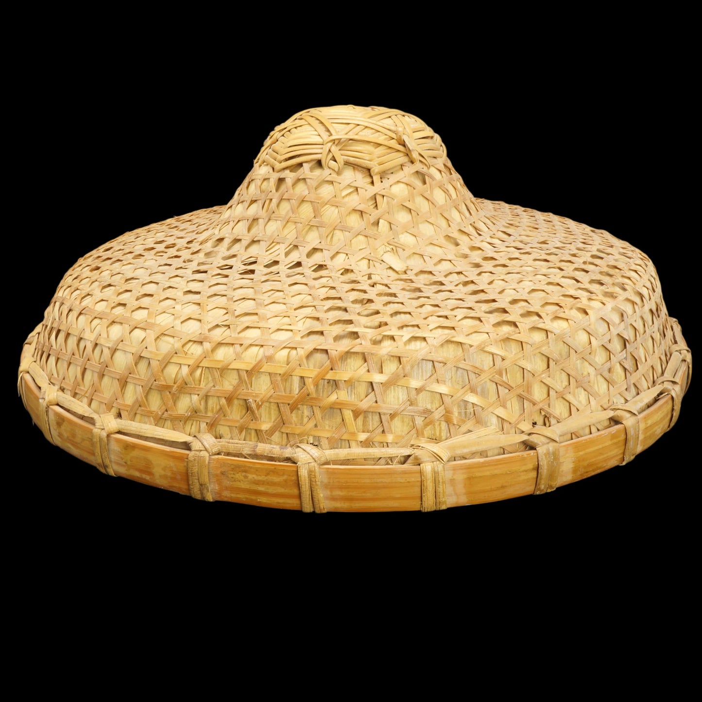 Vintage Chinese Woven Bamboo Hat - Bear and Raven Antiques