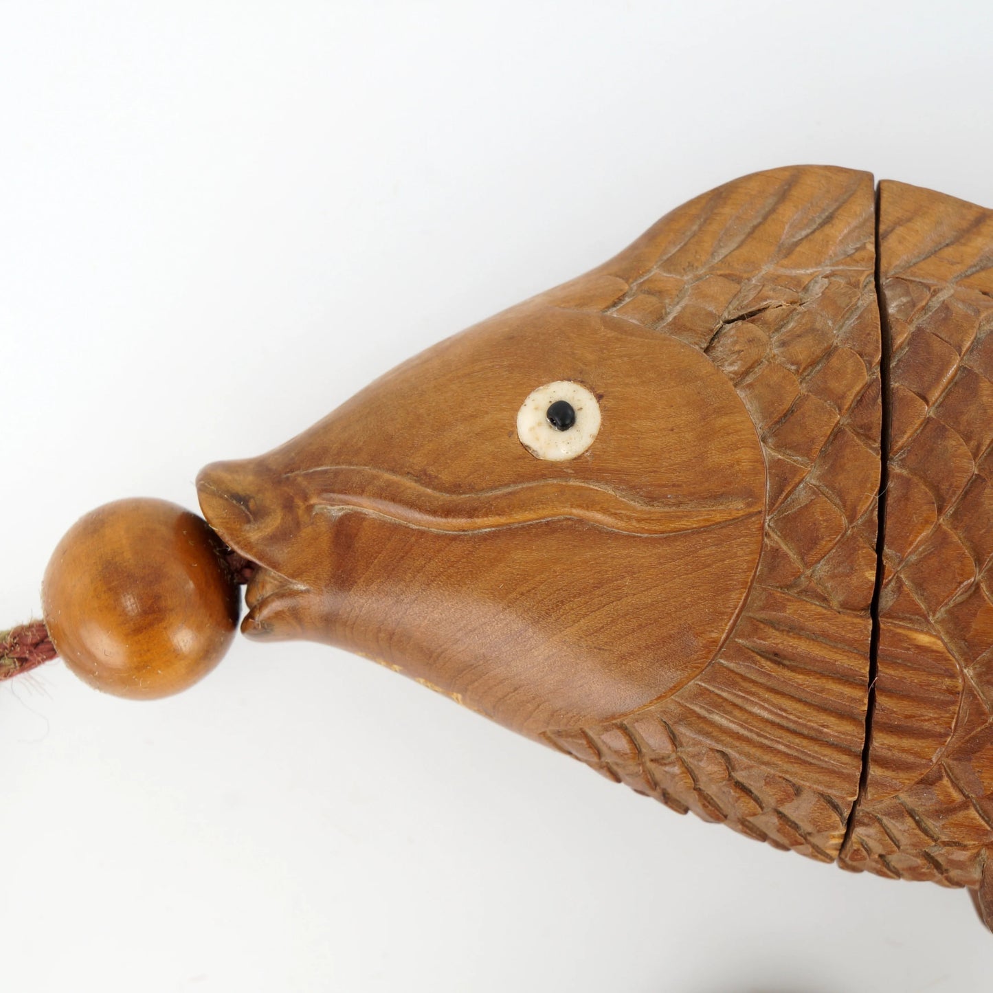 Vintage Japanese Hand - Carved Wood Carp Inro - Bear and Raven Antiques