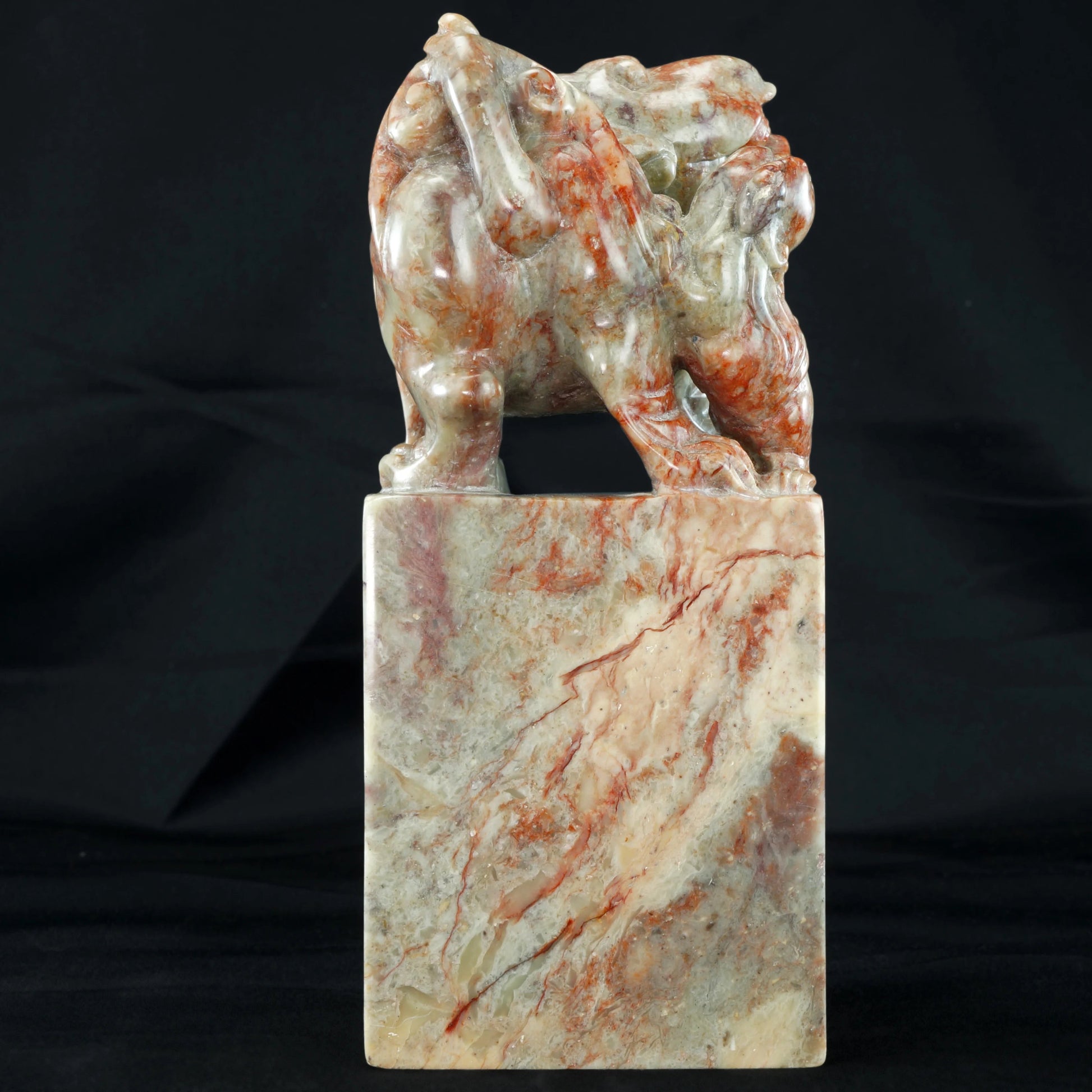 Vintage Large Chinese Buddhist Lion and Cub Soapstone Stamp/Chop 20th C - Bear and Raven Antiques