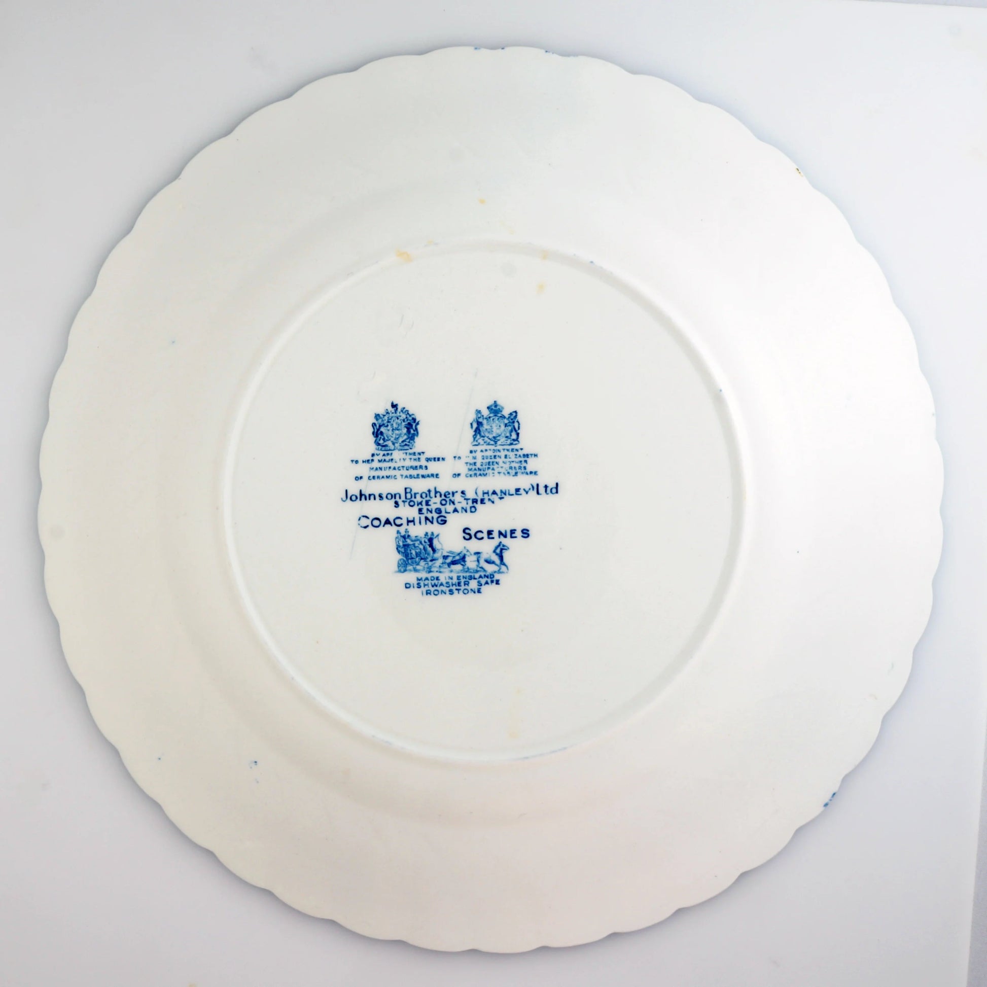 Vintage Transferware Ironstone Dinner Plate Johnson Bros Coaching Scene Pattern - Bear and Raven Antiques