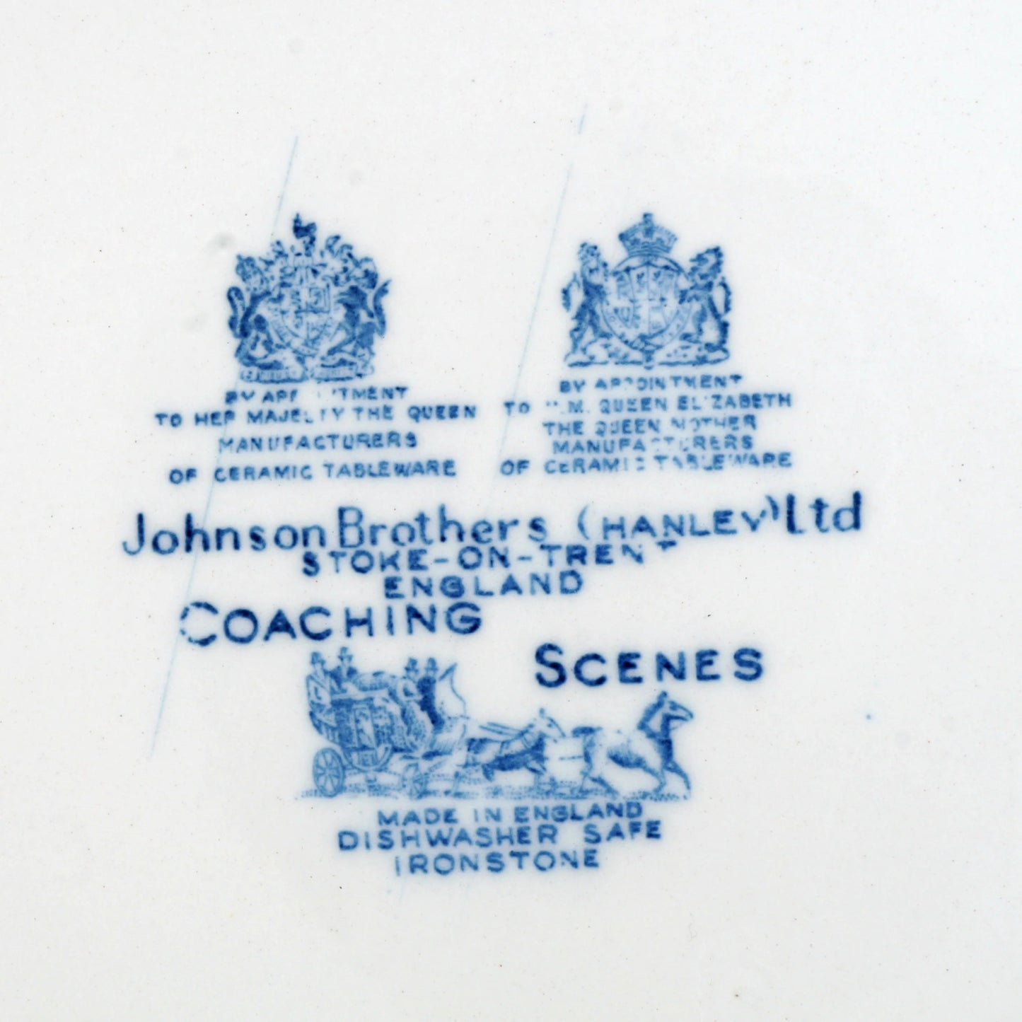 Vintage Transferware Ironstone Dinner Plate Johnson Bros Coaching Scene Pattern - Bear and Raven Antiques