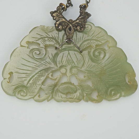 19th C Chinese Jade Butterfly Necklace Late Qing - Bear and Raven Antiques