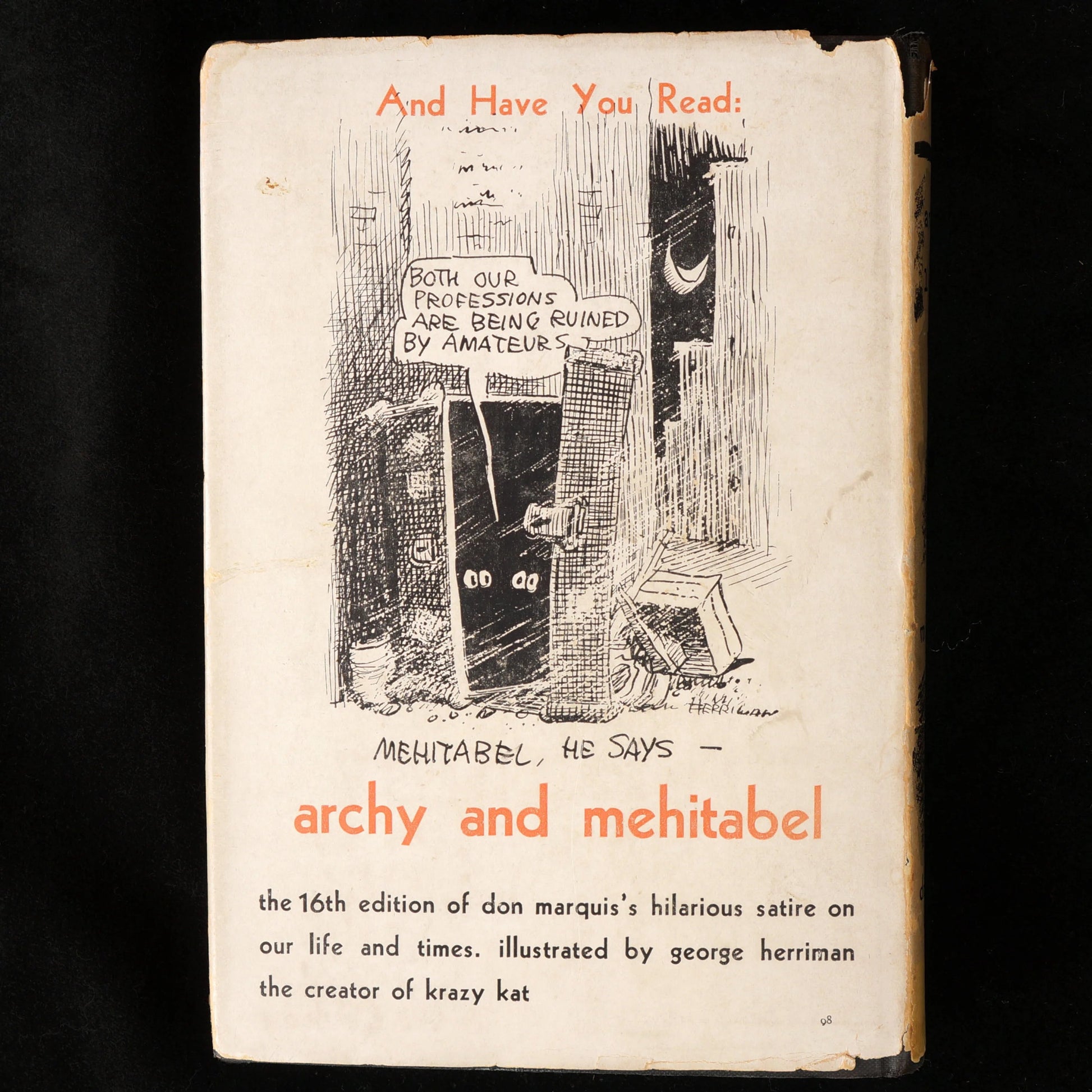 Archy's Life of Mehitabel, Don Marquis, First Edition - Bear and Raven Antiques
