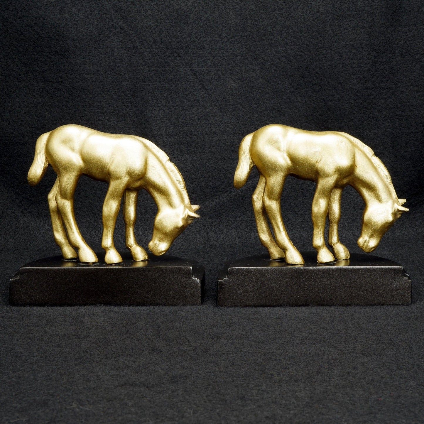 Art Deco Grazing Pony Bookends circa 1930 - Bear and Raven Antiques