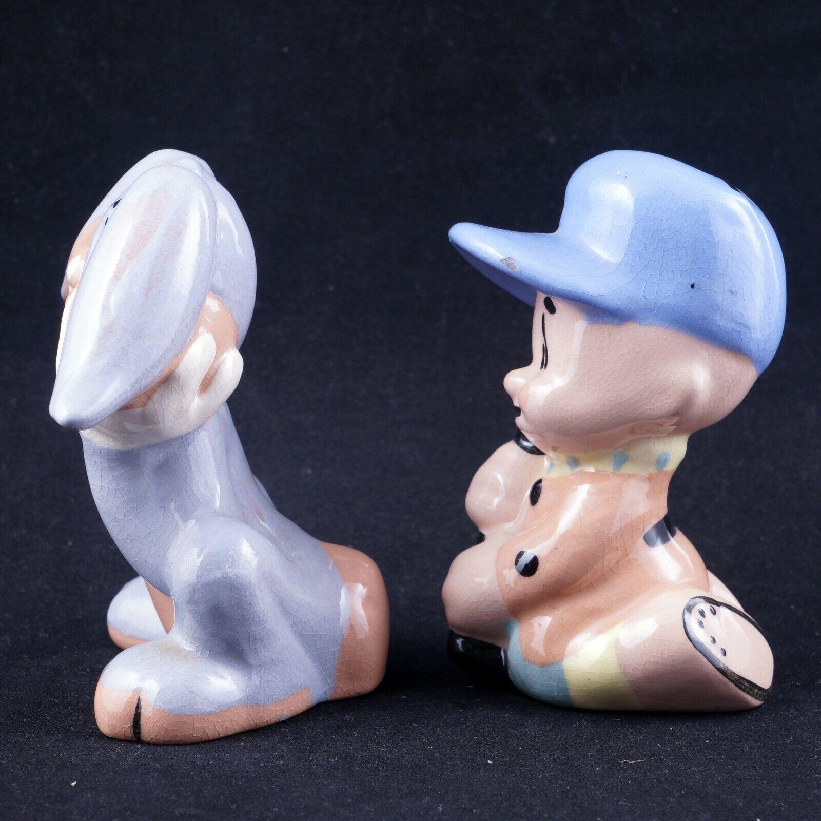 Ceramic Elmer Fudd and Bugs Bunny Figurines Evan K Shaw Warner Brothers c 1947 - Bear and Raven Antiques