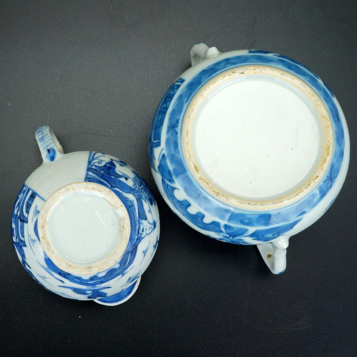 Chinese 18th/19th C Canton ware blue and white porcelain cream and sugar - Bear and Raven Antiques