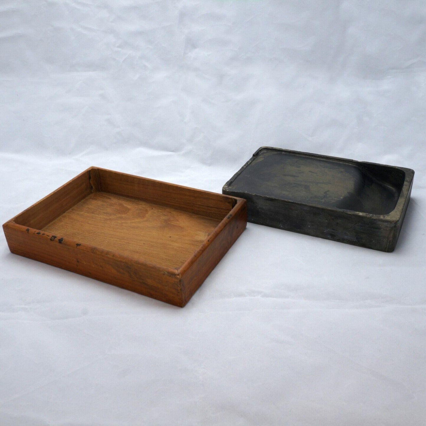 Chinese Antique Ink Stone in Fitted Wood Box Circa 1900 - Bear and Raven Antiques