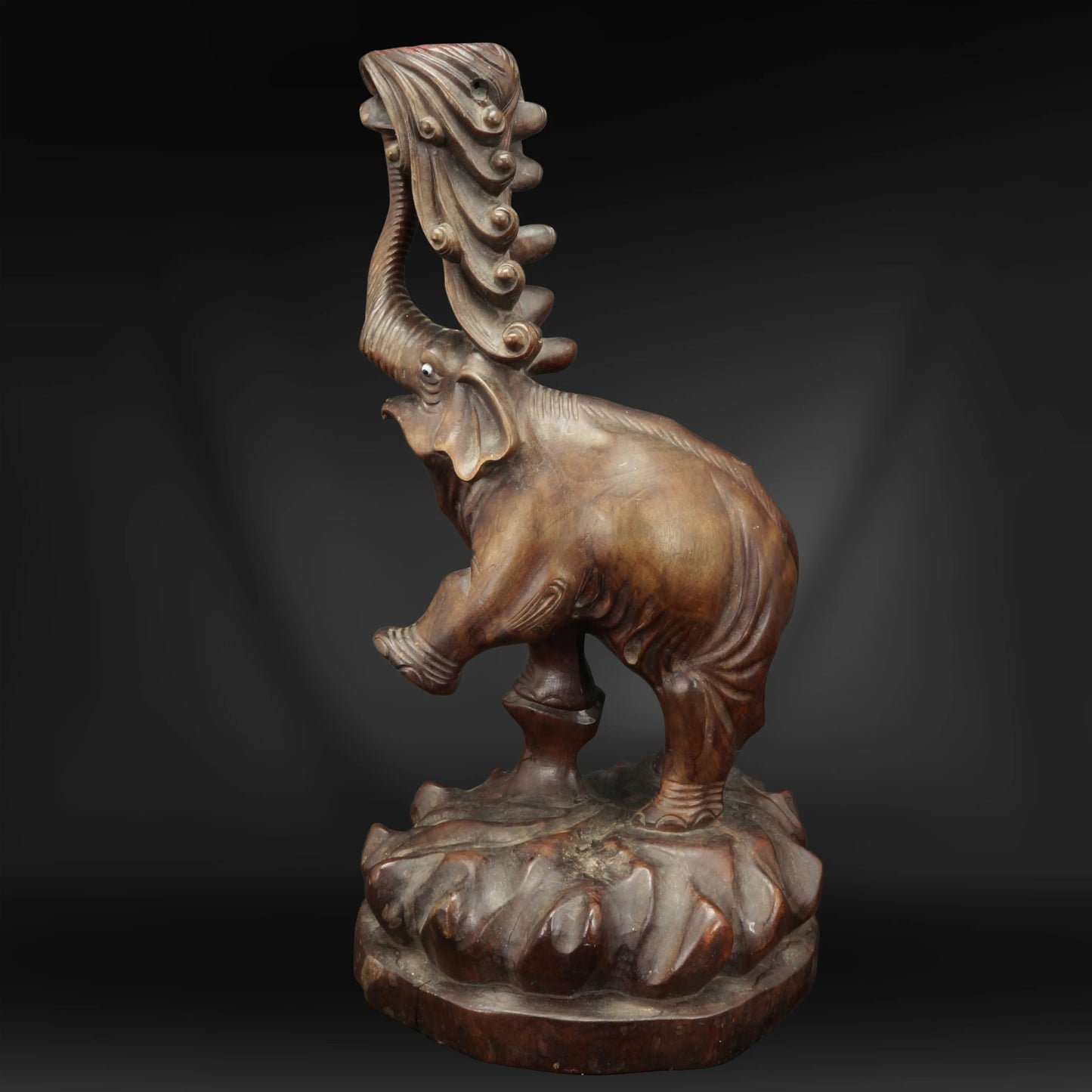 Chinese Elephant Hardwood Carving Circa 1920 - Bear and Raven Antiques