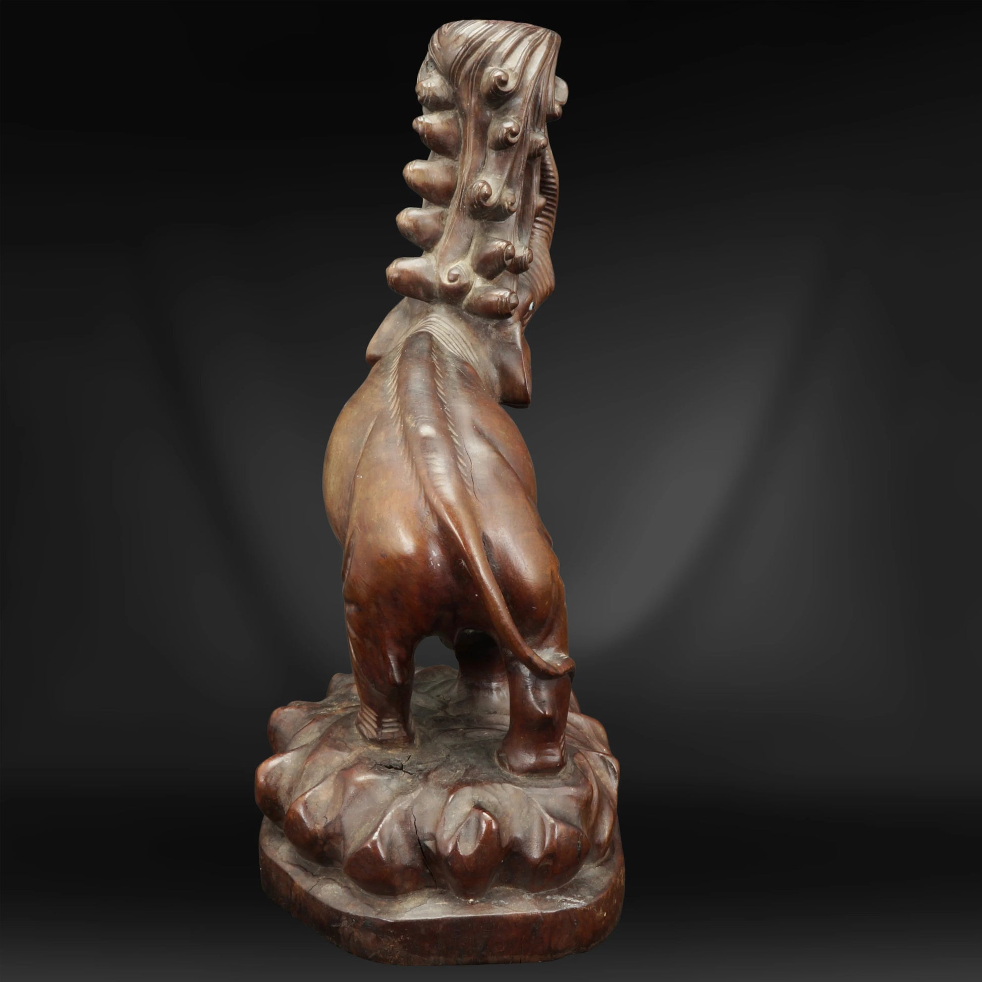 Chinese Elephant Hardwood Carving Circa 1920 - Bear and Raven Antiques