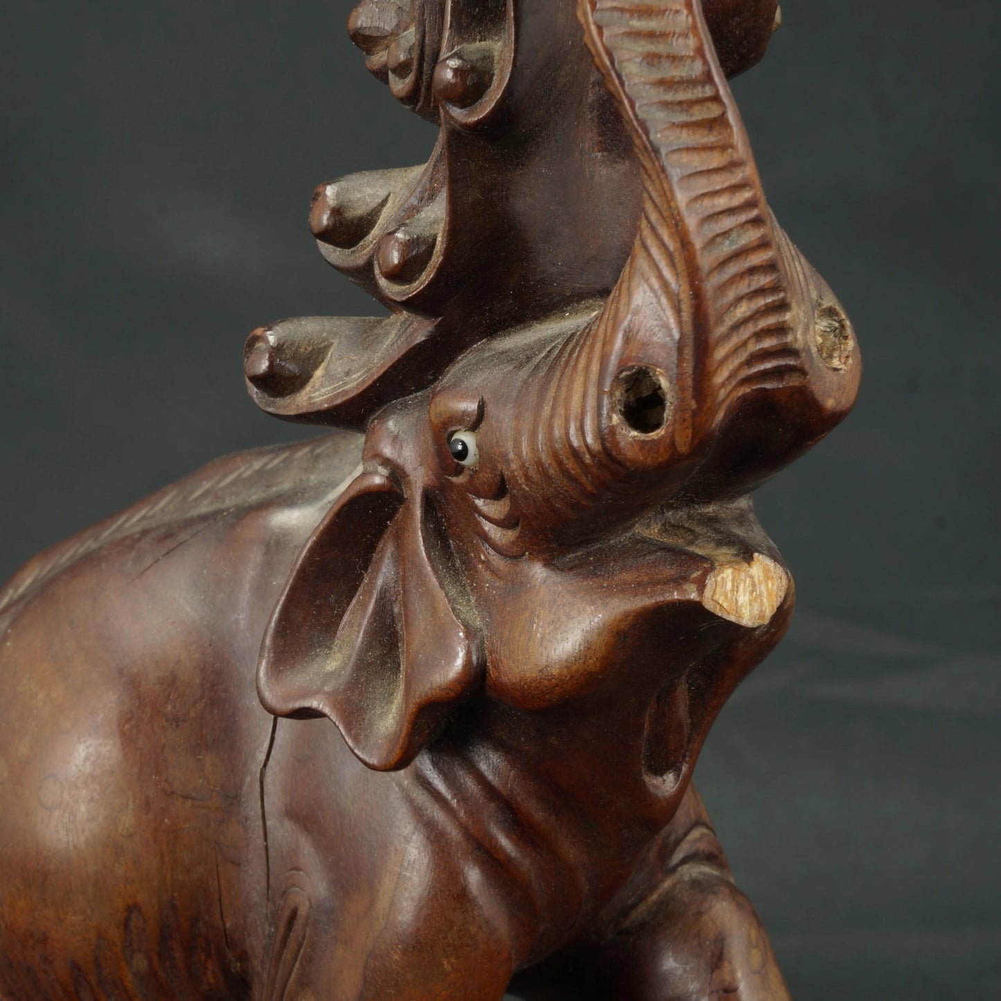 Chinese Elephant Hardwood Carving Circa 1920 - Bear and Raven Antiques