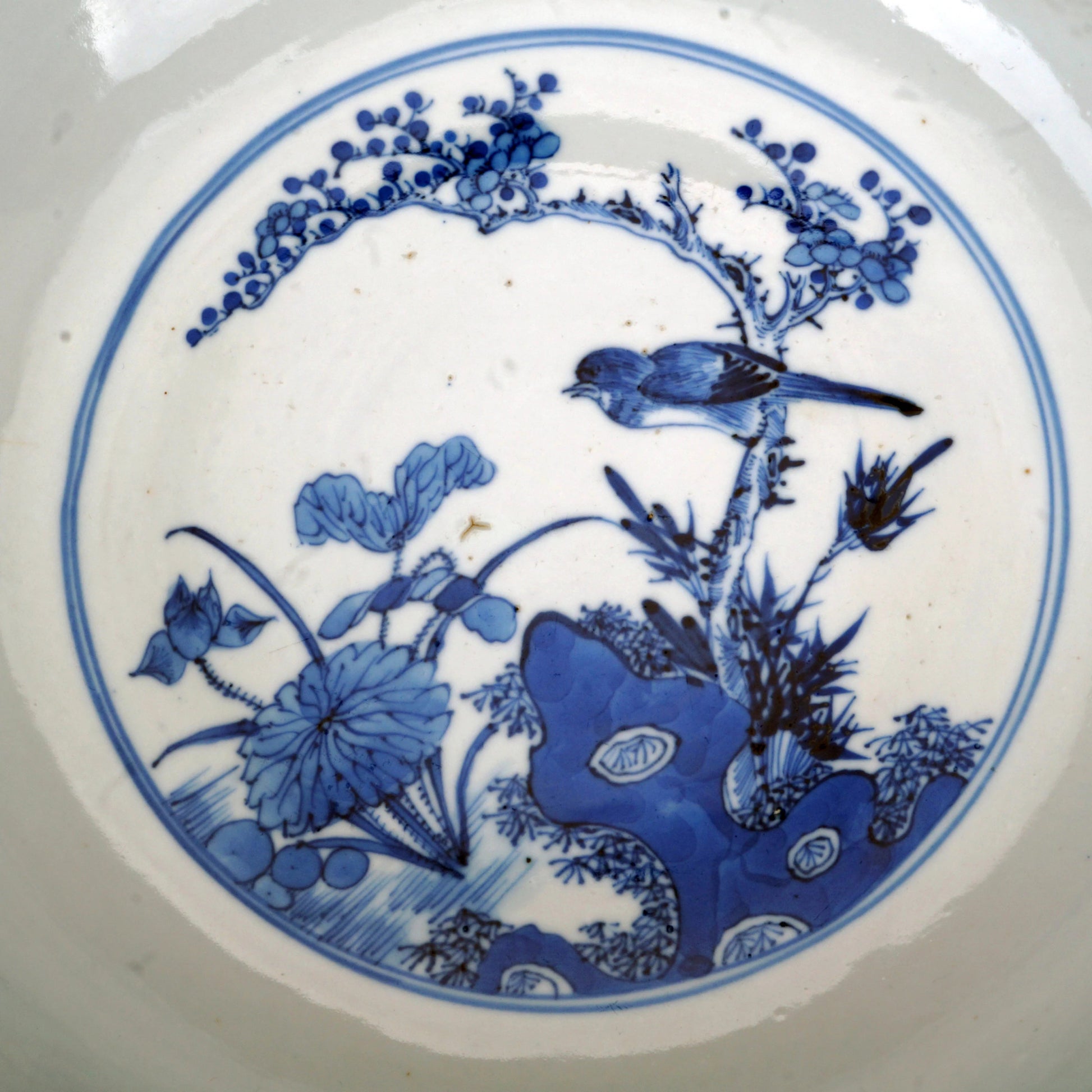 Chinese Large Blue and White Bowl Kangxi Reign Mark 19th Century - Bear and Raven Antiques