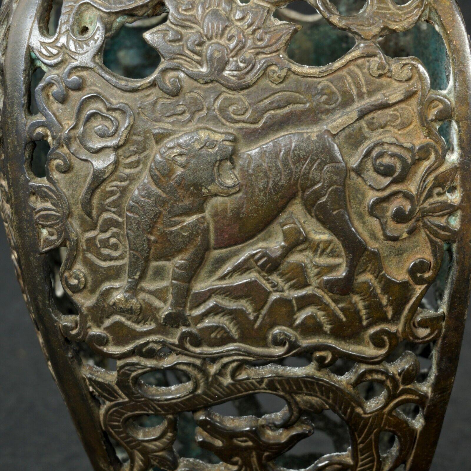 Chinese Pierced Bronze Vase with Mythical Beasts Republic Period - Bear and Raven Antiques