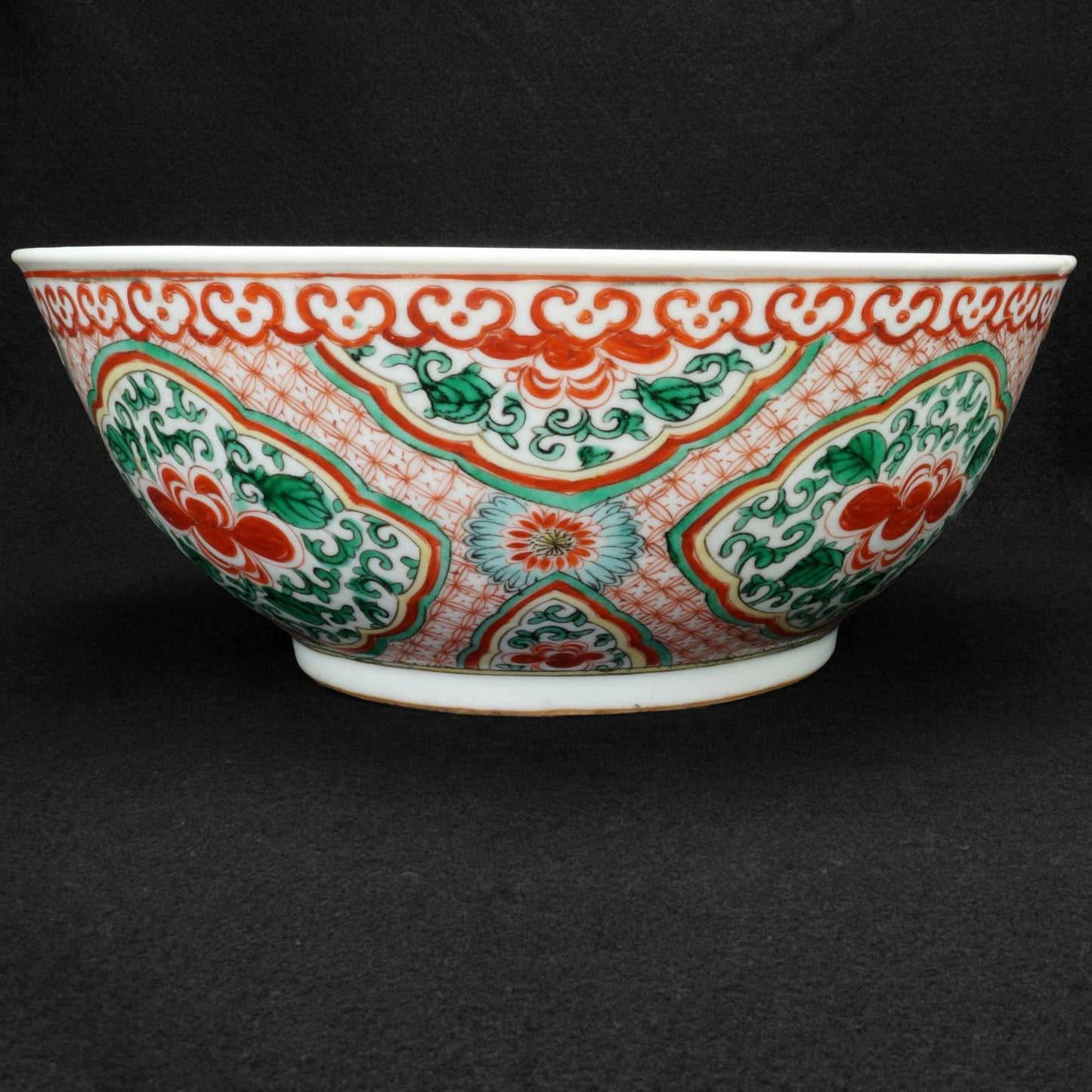 Chinese Polychrome Punch Bowl with Precious Objects Early to mid 19th Century - Bear and Raven Antiques