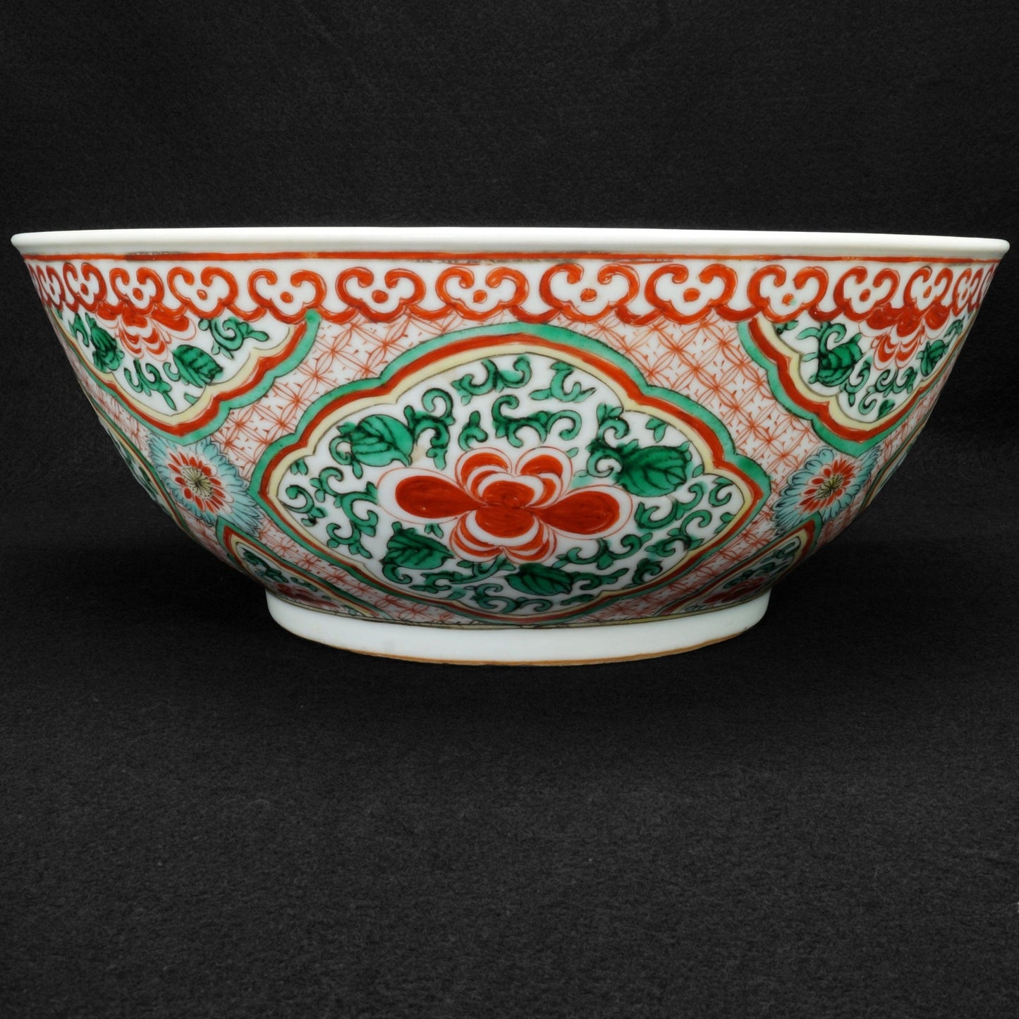 Chinese Polychrome Punch Bowl with Precious Objects Early to mid 19th Century - Bear and Raven Antiques