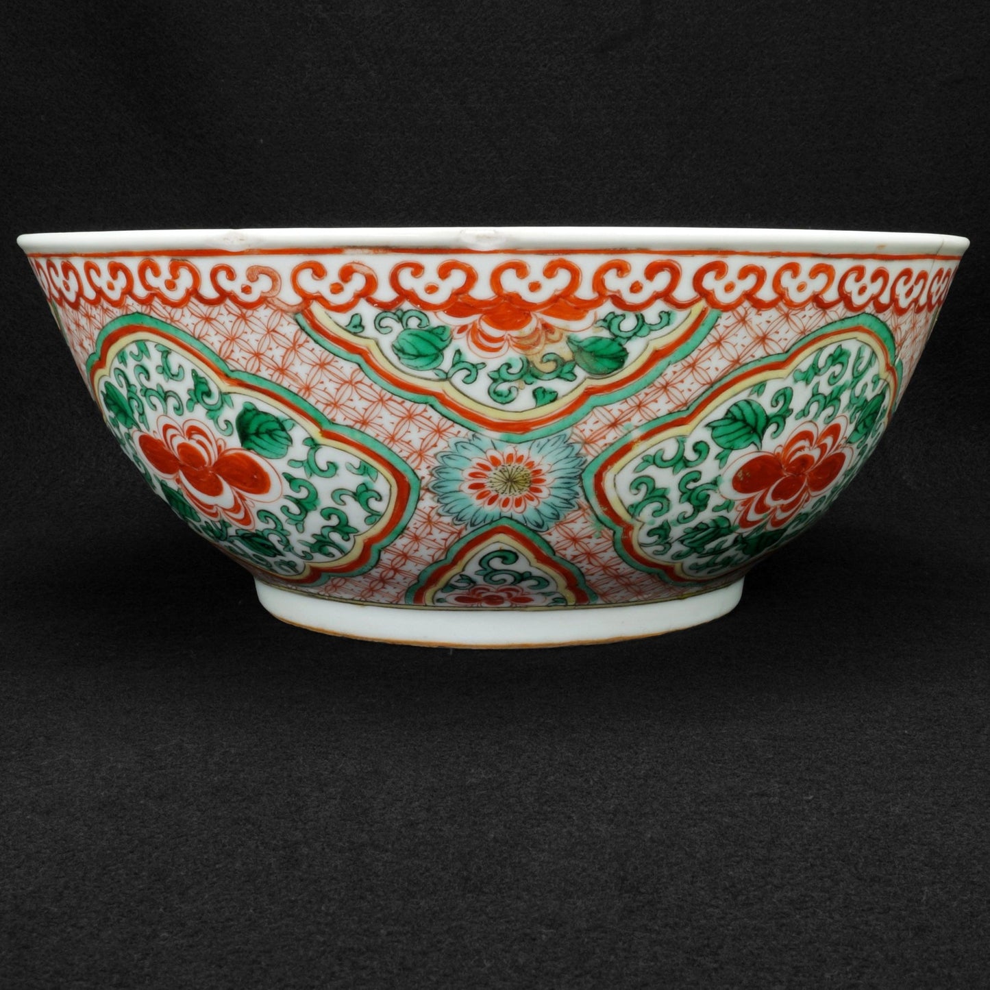 Chinese Polychrome Punch Bowl with Precious Objects Early to mid 19th Century - Bear and Raven Antiques