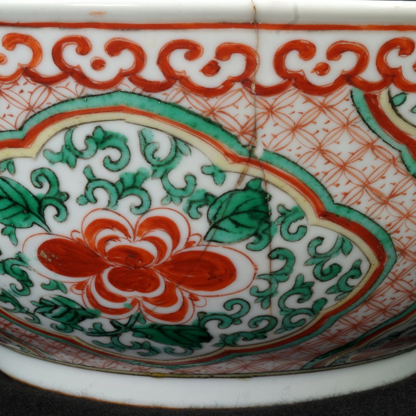 Chinese Polychrome Punch Bowl with Precious Objects Early to mid 19th Century - Bear and Raven Antiques