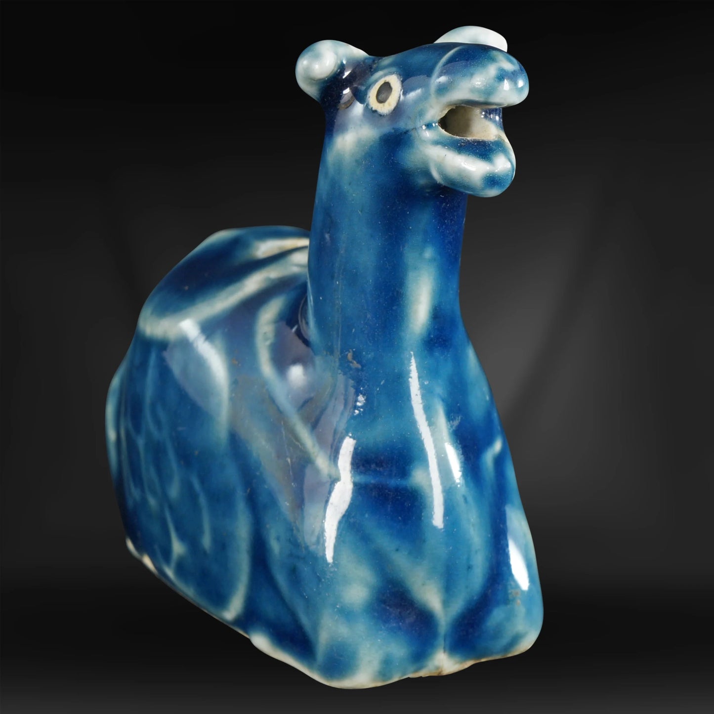 Chinese Porcelain Camel Water Dropper Cobalt Blue Qing/Republic c 1900 - Bear and Raven Antiques