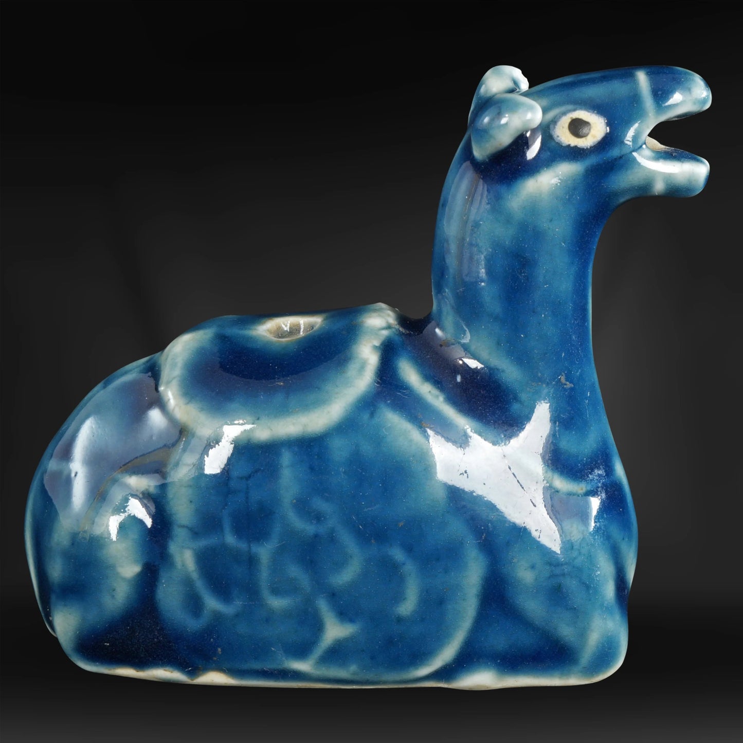 Chinese Porcelain Camel Water Dropper Cobalt Blue Qing/Republic c 1900 - Bear and Raven Antiques