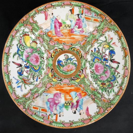 Chinese Rose Medallion Hand Painted Plate Republic Period - Bear and Raven Antiques