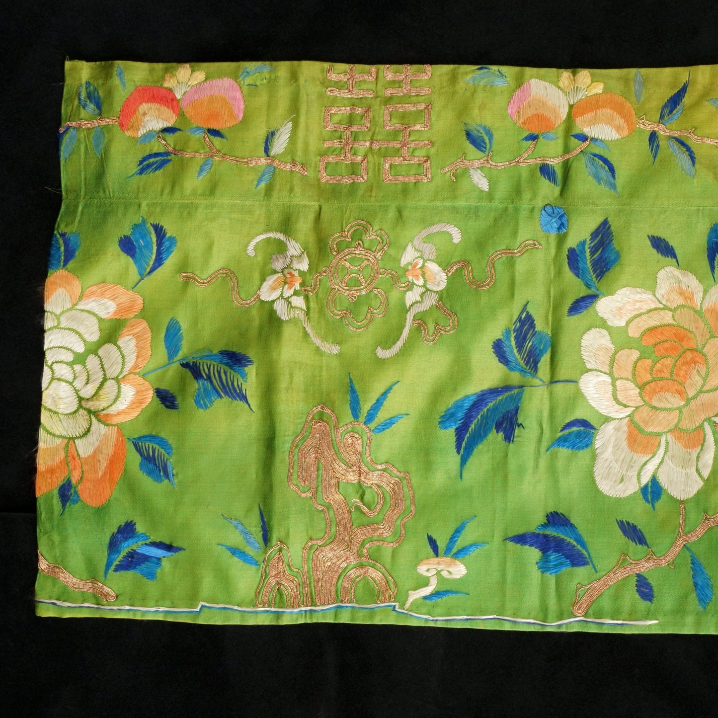 Chinese Silk Phoenix Banner Satin Stitch Republic Period - Bear and Raven Antiques