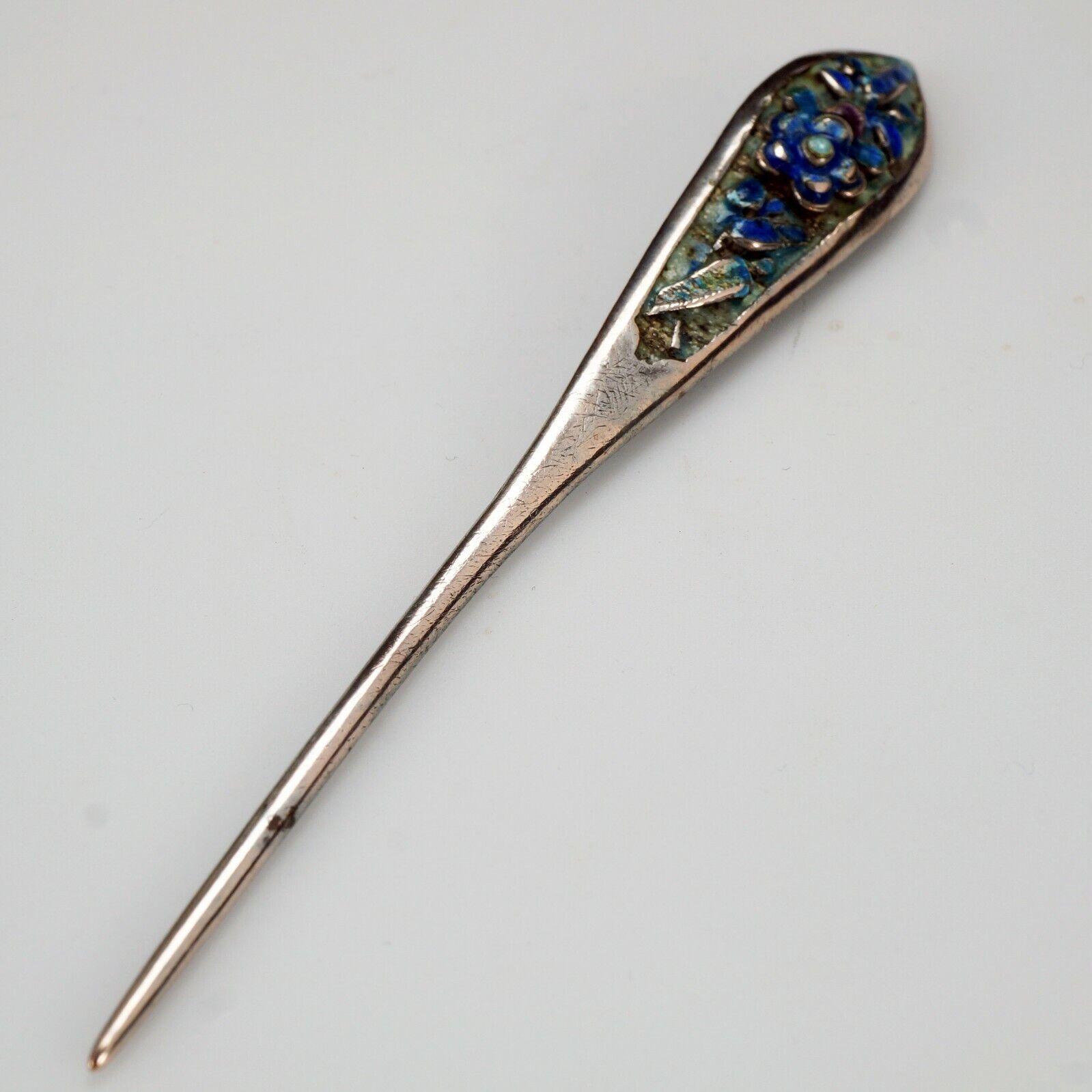 Chinese Silver Enameled Hairpin/Ornament 19th Century - Bear and Raven Antiques