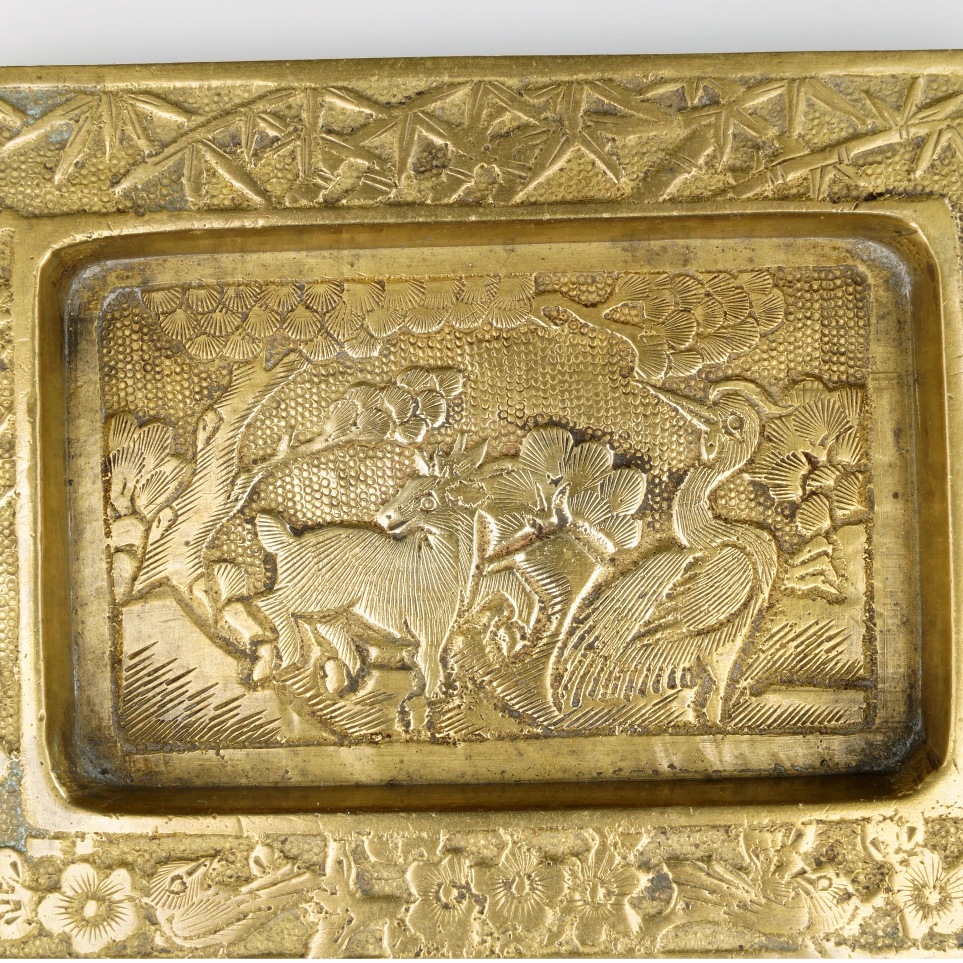 Chinese Small Brass Tray Circa 1900 - Bear and Raven Antiques