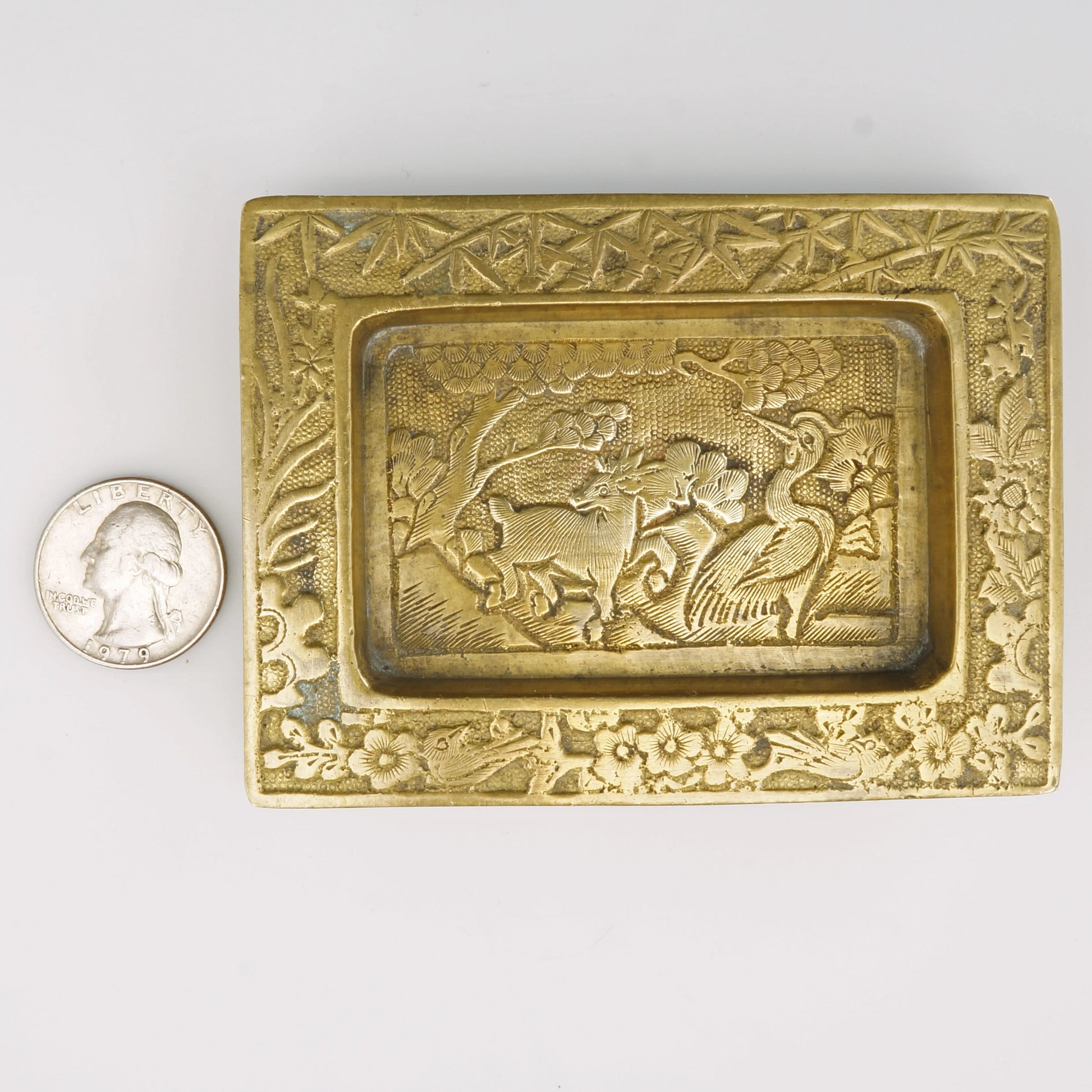 Chinese Small Brass Tray Circa 1900 - Bear and Raven Antiques