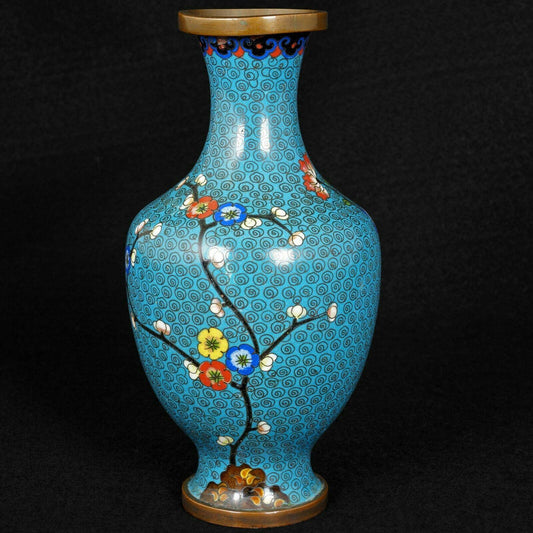 Chinese Turquoise Cloisonné Vase Republic Period - Bear and Raven Antiques